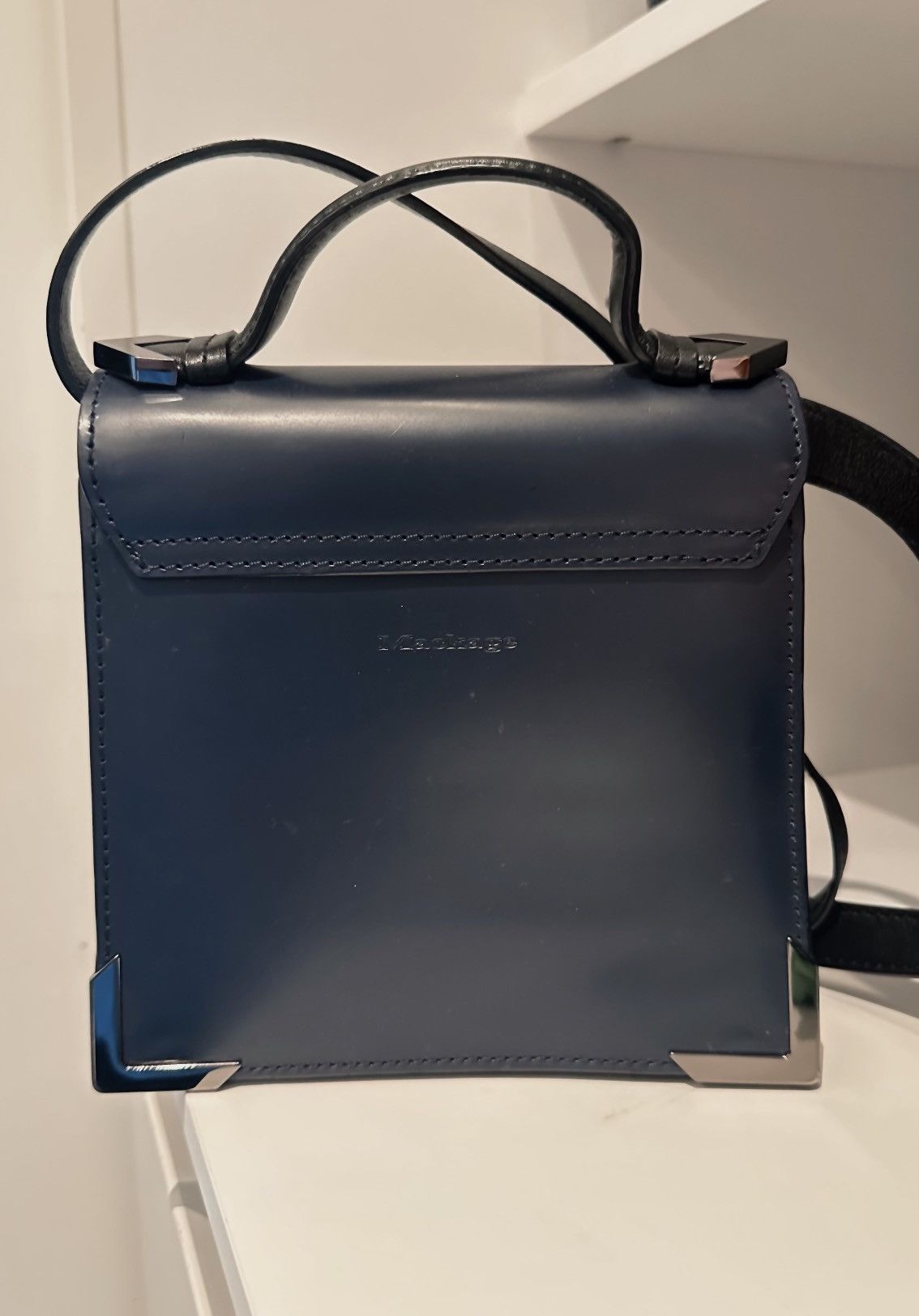 Mackage Mackage Rubie Mini Leather Satchel Crossbody in Indigo Size ONE SIZE - 5 Thumbnail