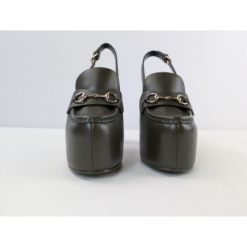 Gucci o1rshd1 Leather Real Platform Loafer Pump Sandal in Green Size US 9 / IT 39 - 9 Thumbnail