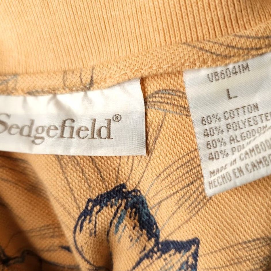 Vintage Sedgefield Hawaiian Polo Shirt Mens L Orange Floral All Over Print Sleeve Short Button-Up Collared Travel Cotton Blend Black Vintage: No Size US L / EU 52-54 / 3 - 5 Thumbnail