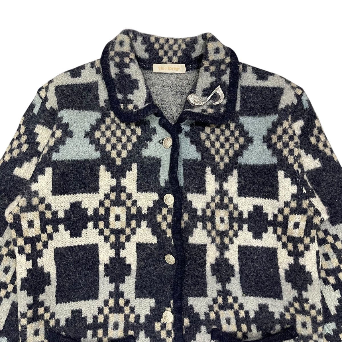 Native Vintage Vino Rouge Aztec Design Native Wool Button Jackets Size M / US 6-8 / IT 42-44 - 2 Thumbnail