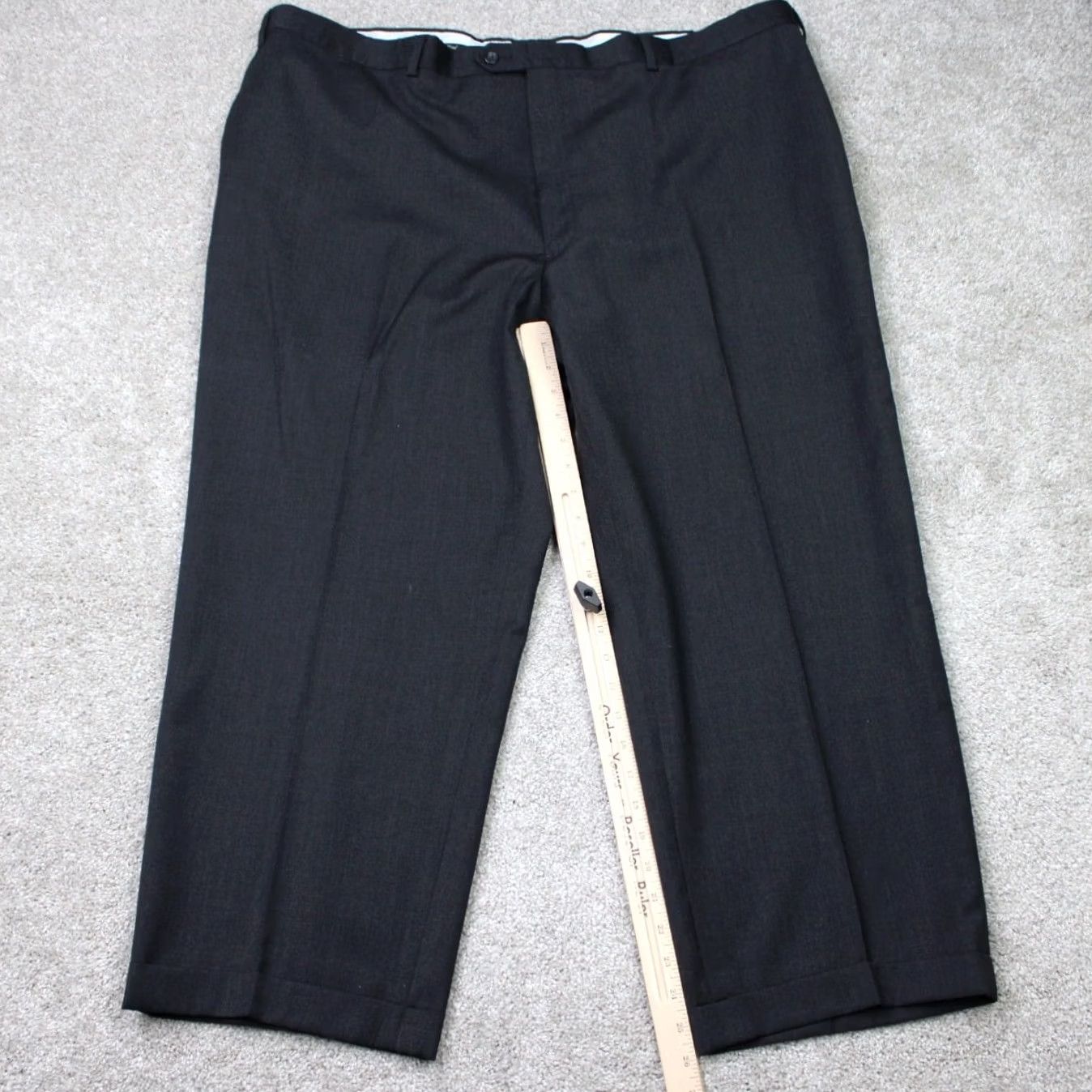 Joseph Joseph & Feiss Dress Pants Mens 50x26 Black 100% Wool Flat Front Cuffed Dress Pants Mens Regular Classic Straight Pockets Widest Search Size US 34 / EU 50 - 2 Thumbnail