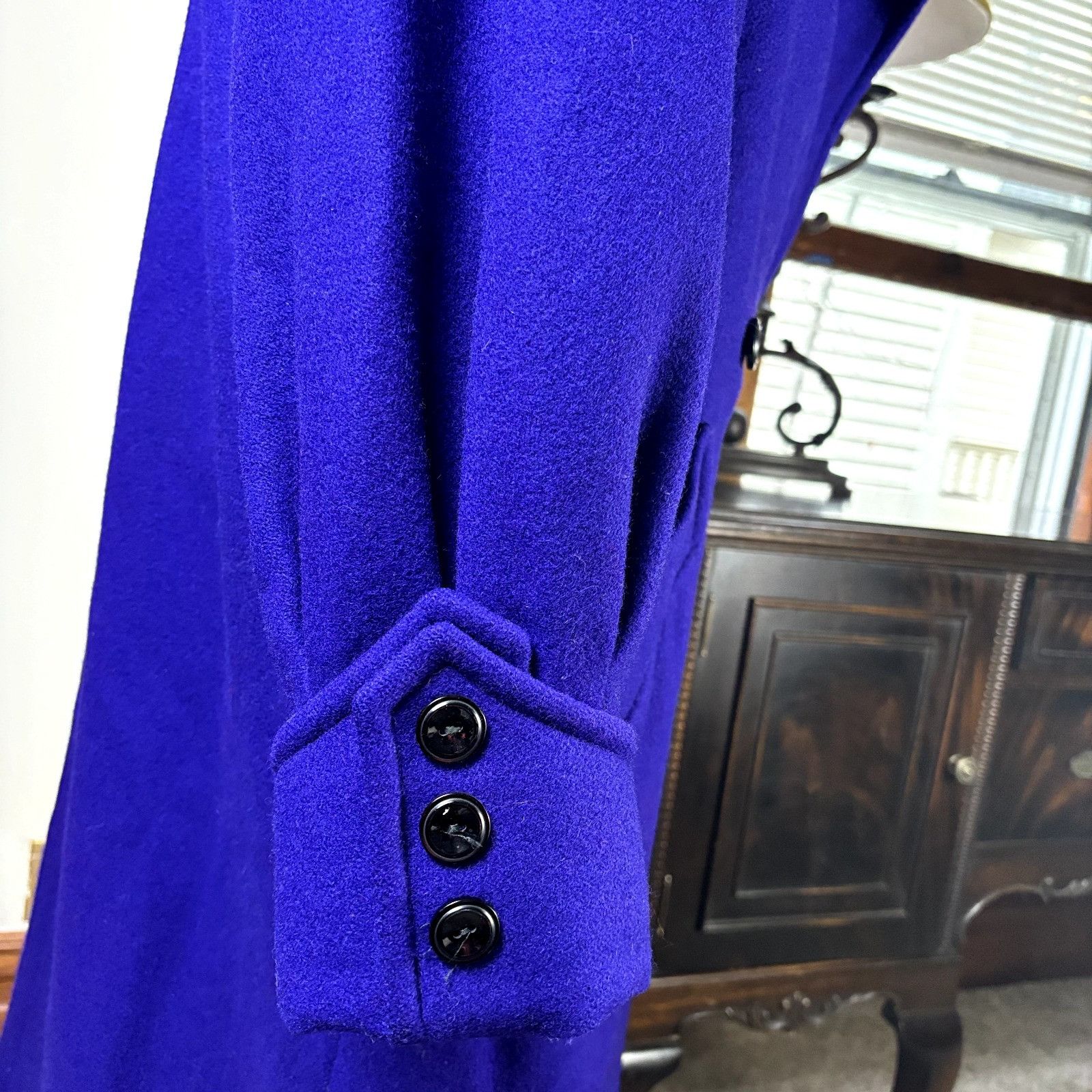 Other International Scene Unisex Pure Wool Purple Overcoat Jacket Size L / US 10 / IT 46 - 8 Thumbnail