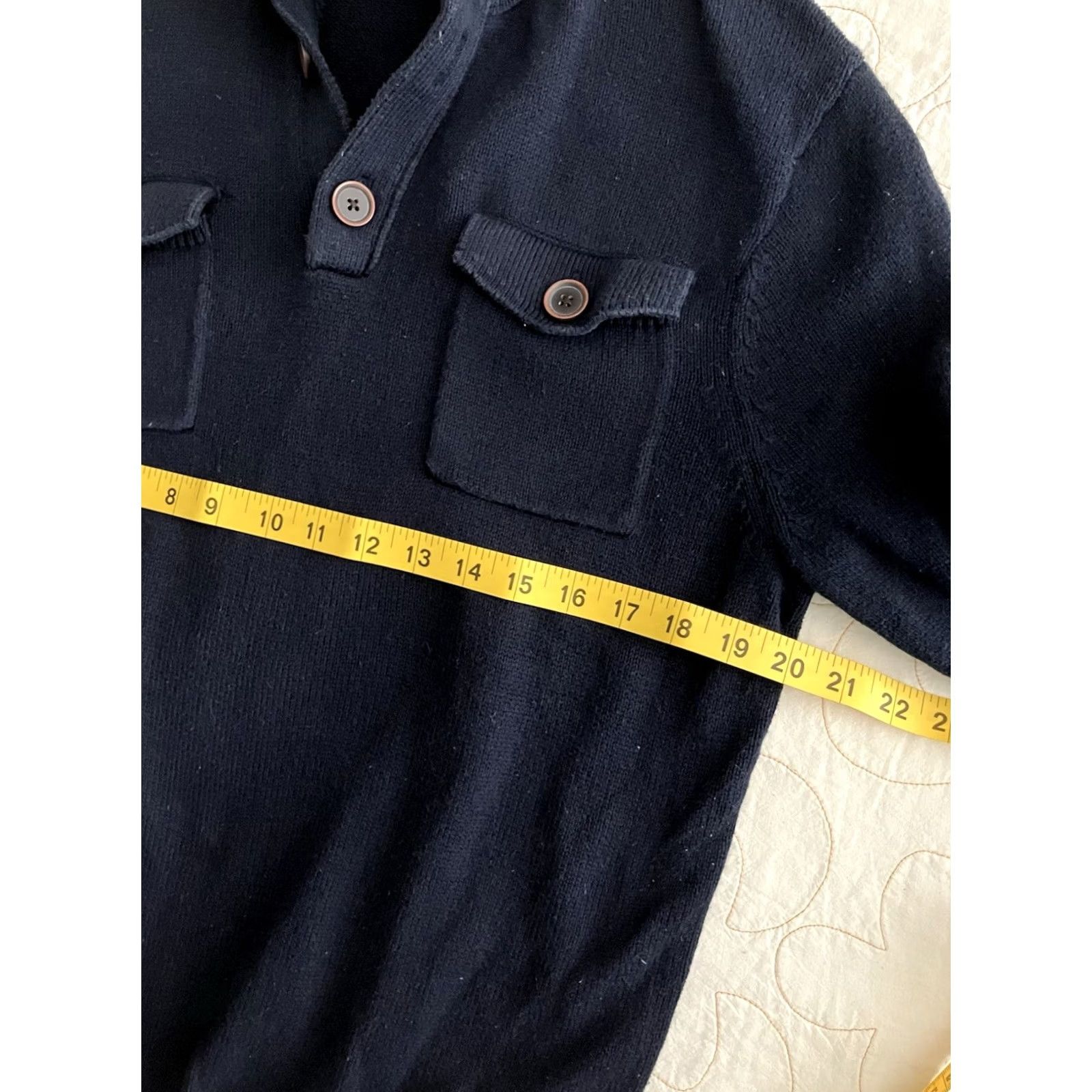Banana Republic Banana Republic Sweater Mens M Navy Blue Mock Neck Button Henley Pockets Knit Cotton Regular Long Sleeve Size US M / EU 48-50 / 2 - 2 Thumbnail