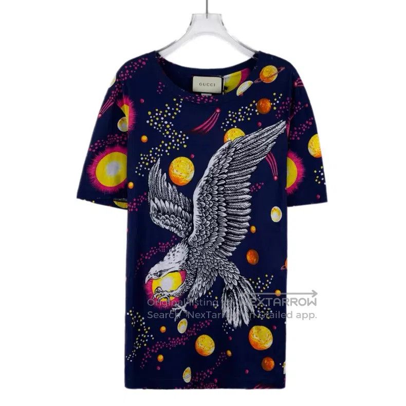Gucci Gucci Dark blue planet eagle print cotton round-neck short Size US S / EU 44-46 / 1 - 1 Thumbnail