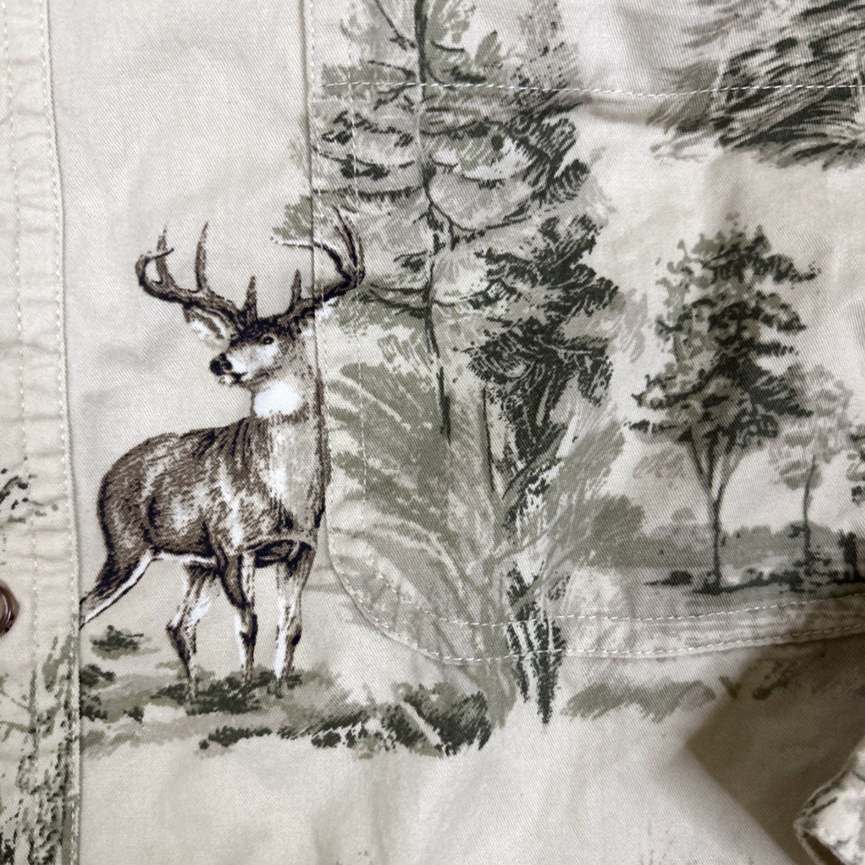 Vintage Woods & Water Outfitters Shirt Button-Up Long Sleeve XL Beige Deer Buck Hunting Camp Casual Outdoors Size US XL / EU 56 / 4 - 4 Thumbnail