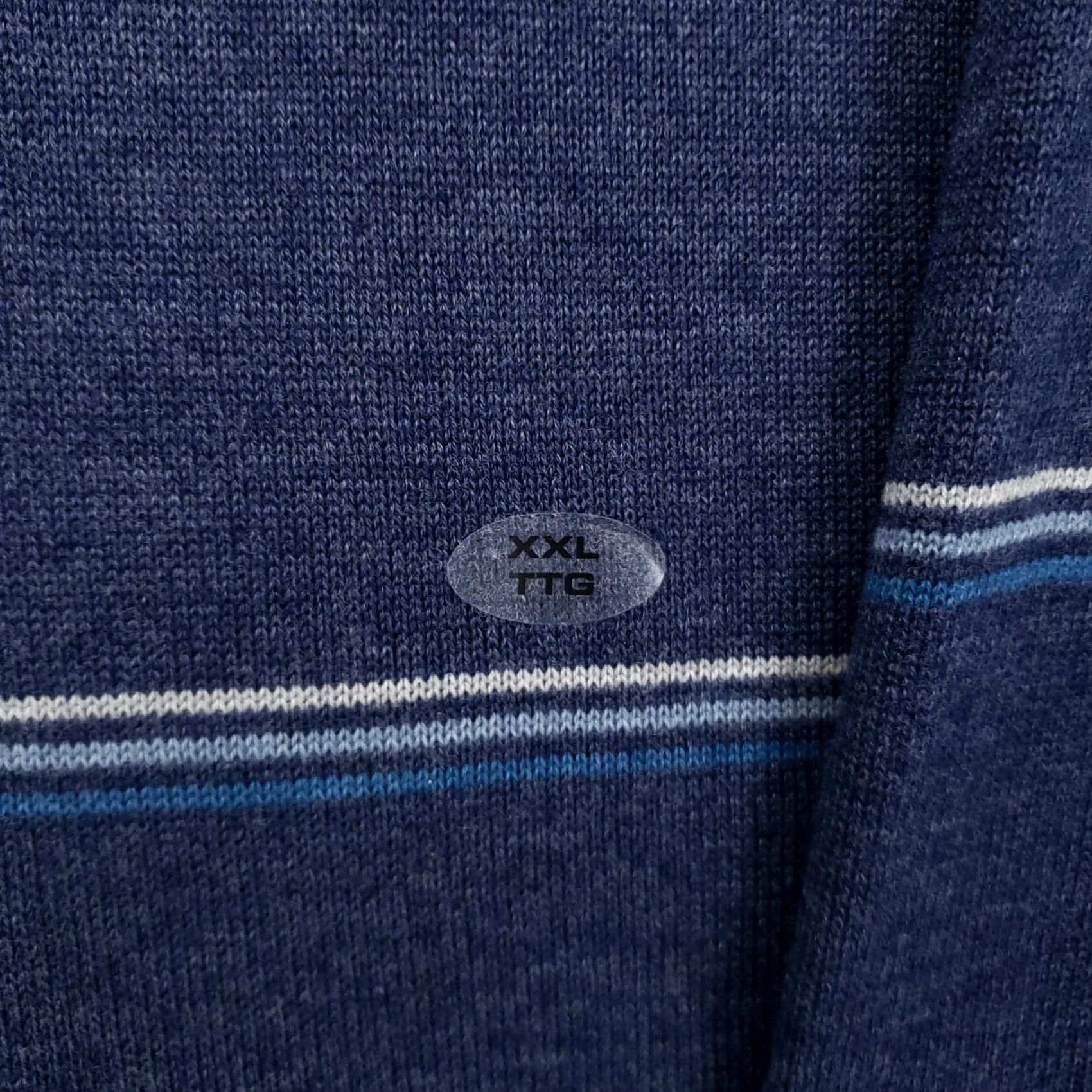 Van Heusen Van Heusen Sweater Mens 2XL Blue V-Neck Pullover Striped Knit Regular All Seasons Size US XXL / EU 58 / 5 - 4 Thumbnail