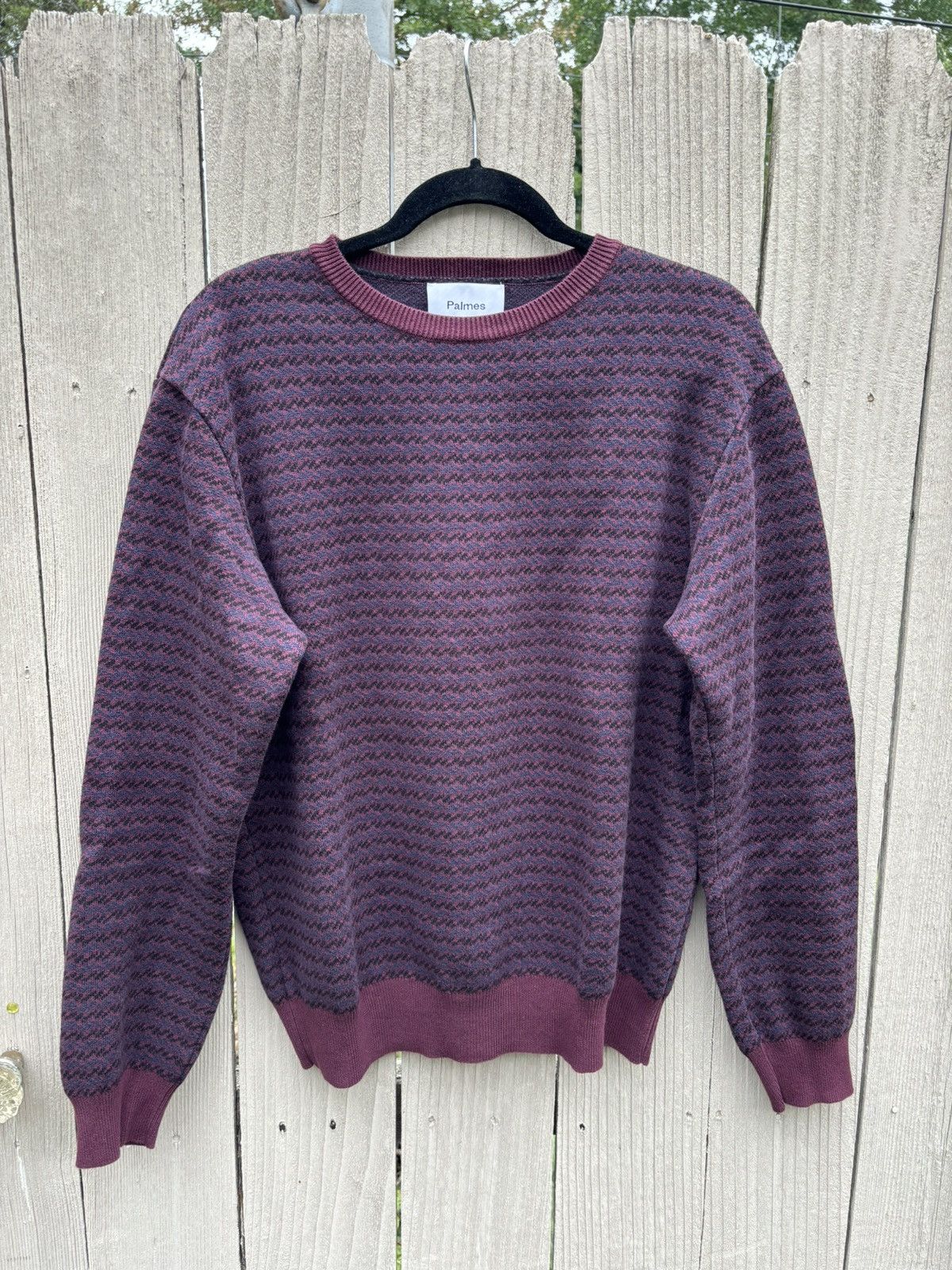 Palmes Maroon, Black and Blue Jacquard Jerome Sweater Size US M / EU 48-50 / 2 - 1 Thumbnail