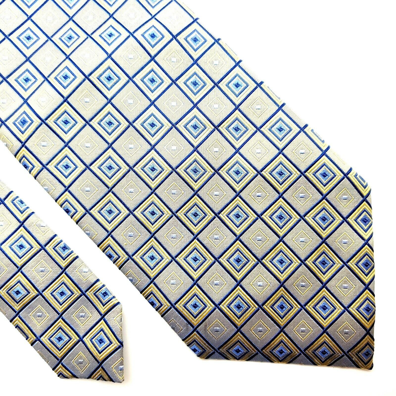 Robert Villini Roberto Villini Collezione Silk Tie Yellow Blue Woven Short Size ONE SIZE - 1 Thumbnail