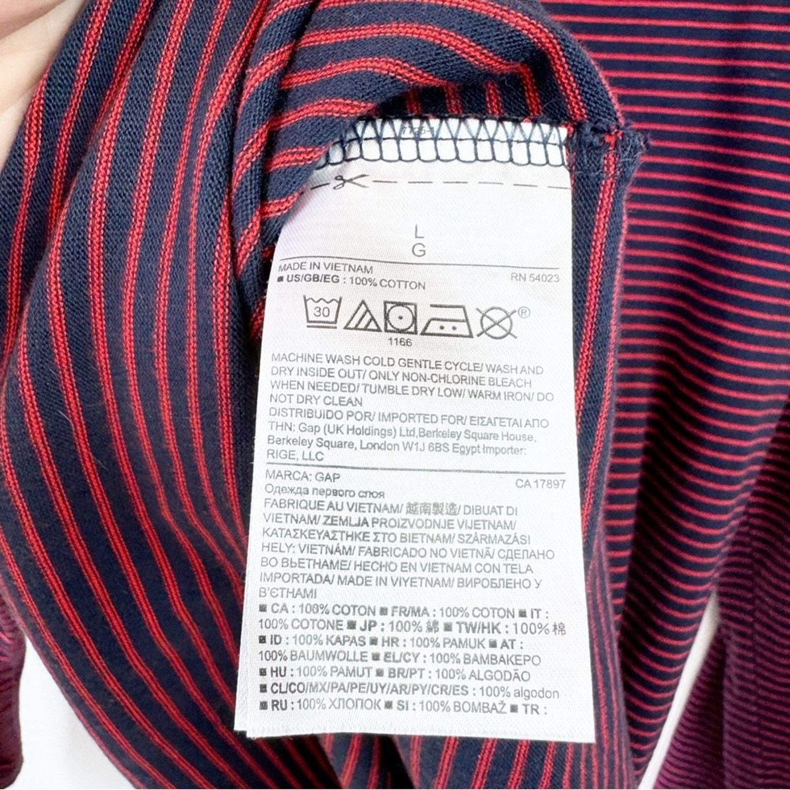 Gap Gap Navy & Red Mixed Stripe Breton Tee Shirt Womens Large Size L / US 10 / IT 46 - 4 Thumbnail