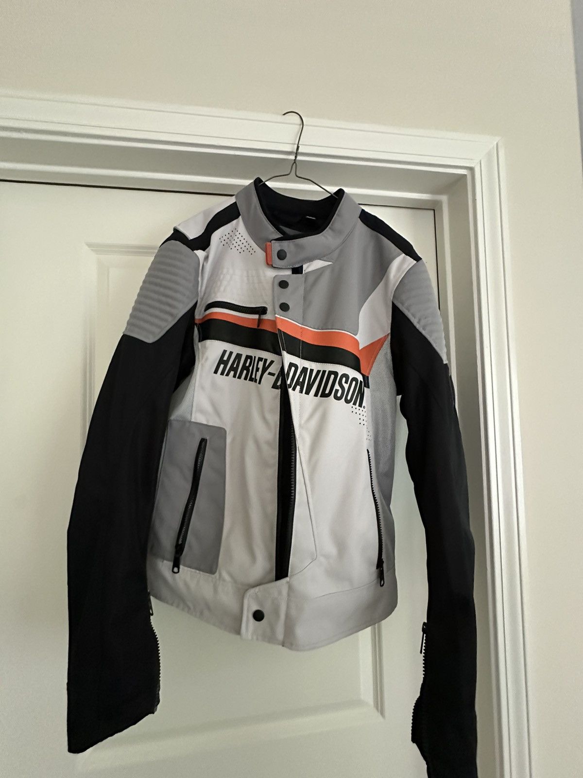 Harley Davidson Harley Davidson White and Orange Racer Jacket Size US M / EU 48-50 / 2 - 1 Thumbnail