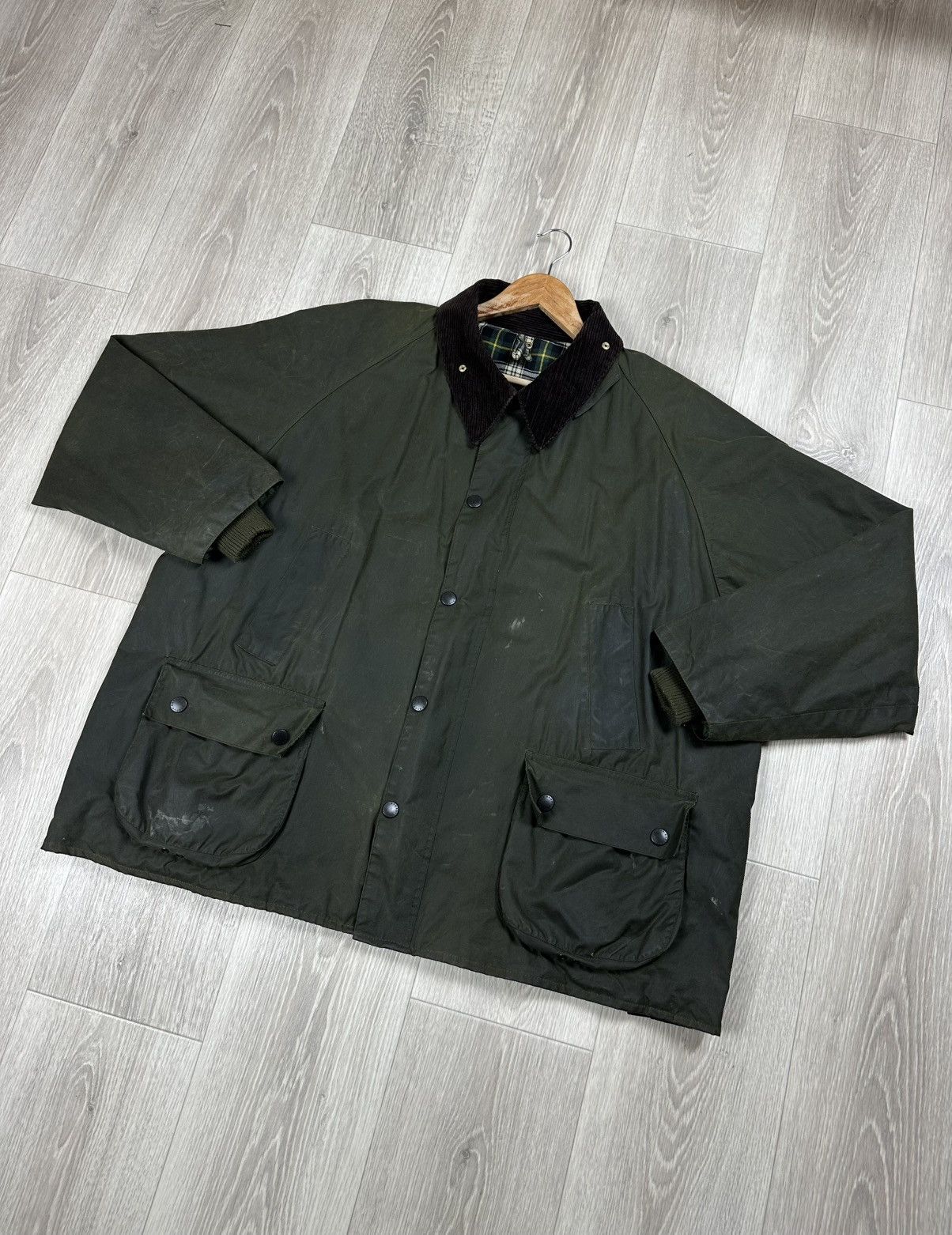 Barbour Vintage Barbour Bedale A100 Waxed Jacket Corduroy Collar Size US XL / EU 56 / 4 - 3 Thumbnail