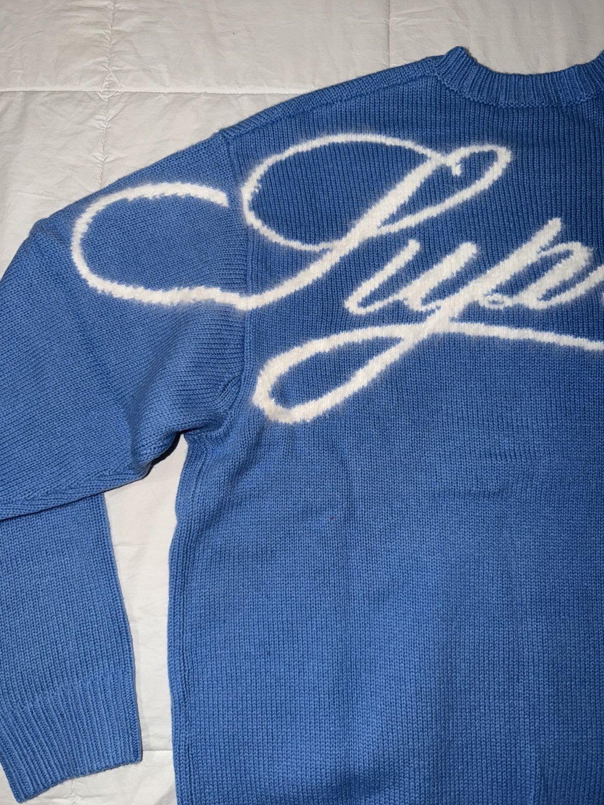 Supreme Supreme Angora Script Sweater Light Blue - Large Size US L / EU 52-54 / 3 - 4 Thumbnail