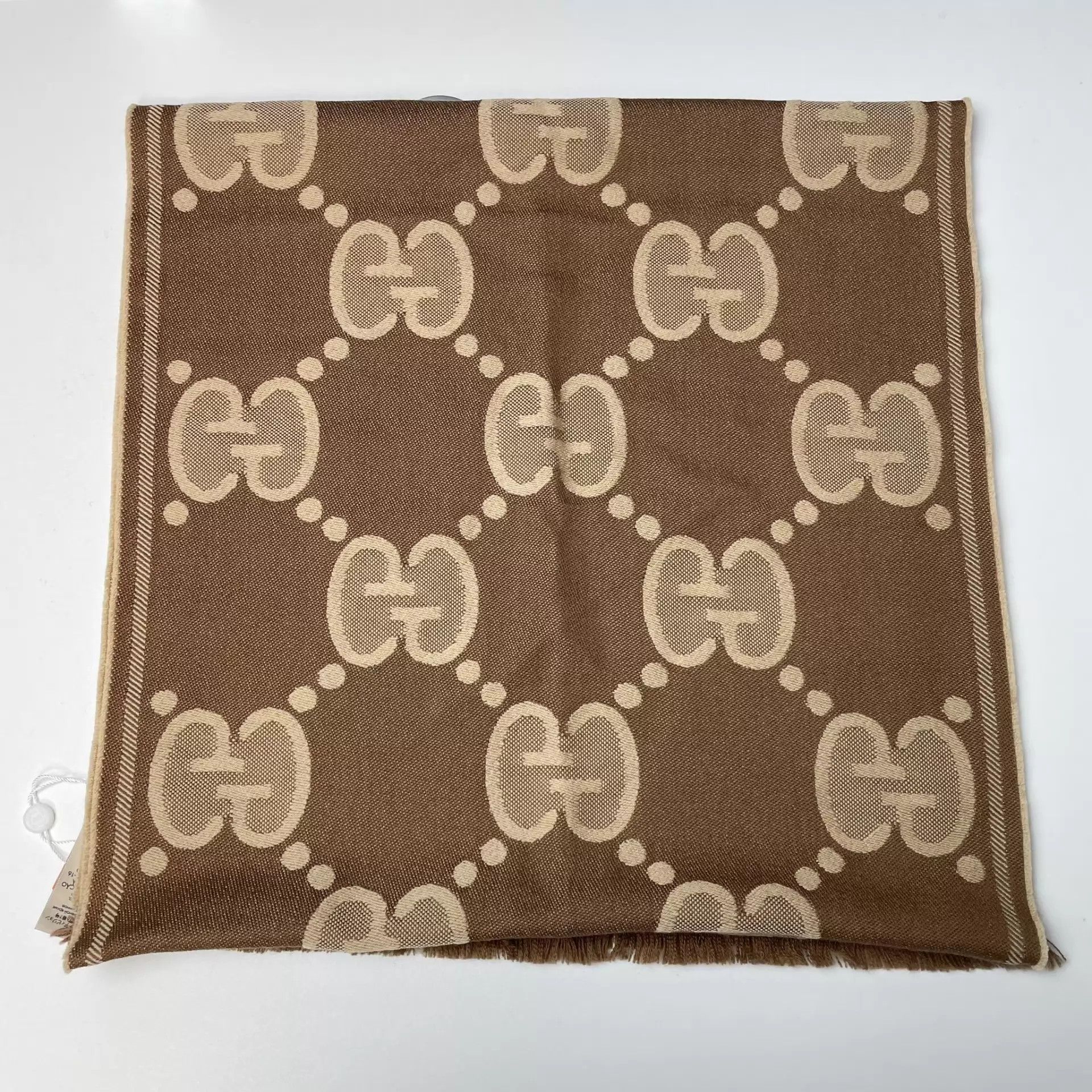 Gucci Gucci GG Monogram Wool Double Face Scarf Brown NWT 45x195 Size ONE SIZE - 3 Thumbnail