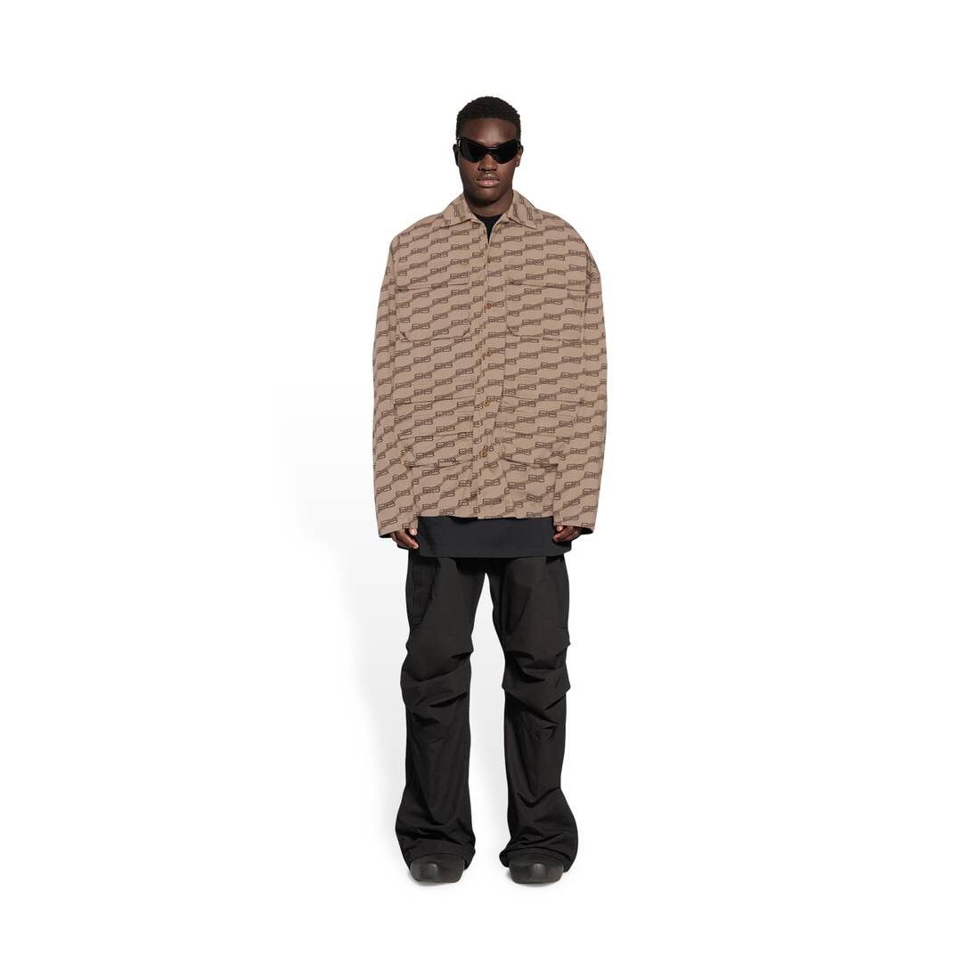 image of Balenciaga Monogram Cargo Jacket in Beige, Men's (Size Medium)