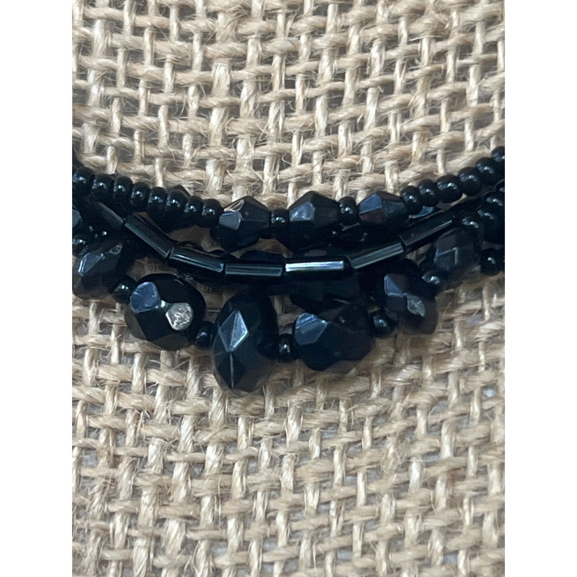 Other Vintage Estate Multi Strand Necklace Black Seed Glass Beads Size ONE SIZE - 2 Thumbnail