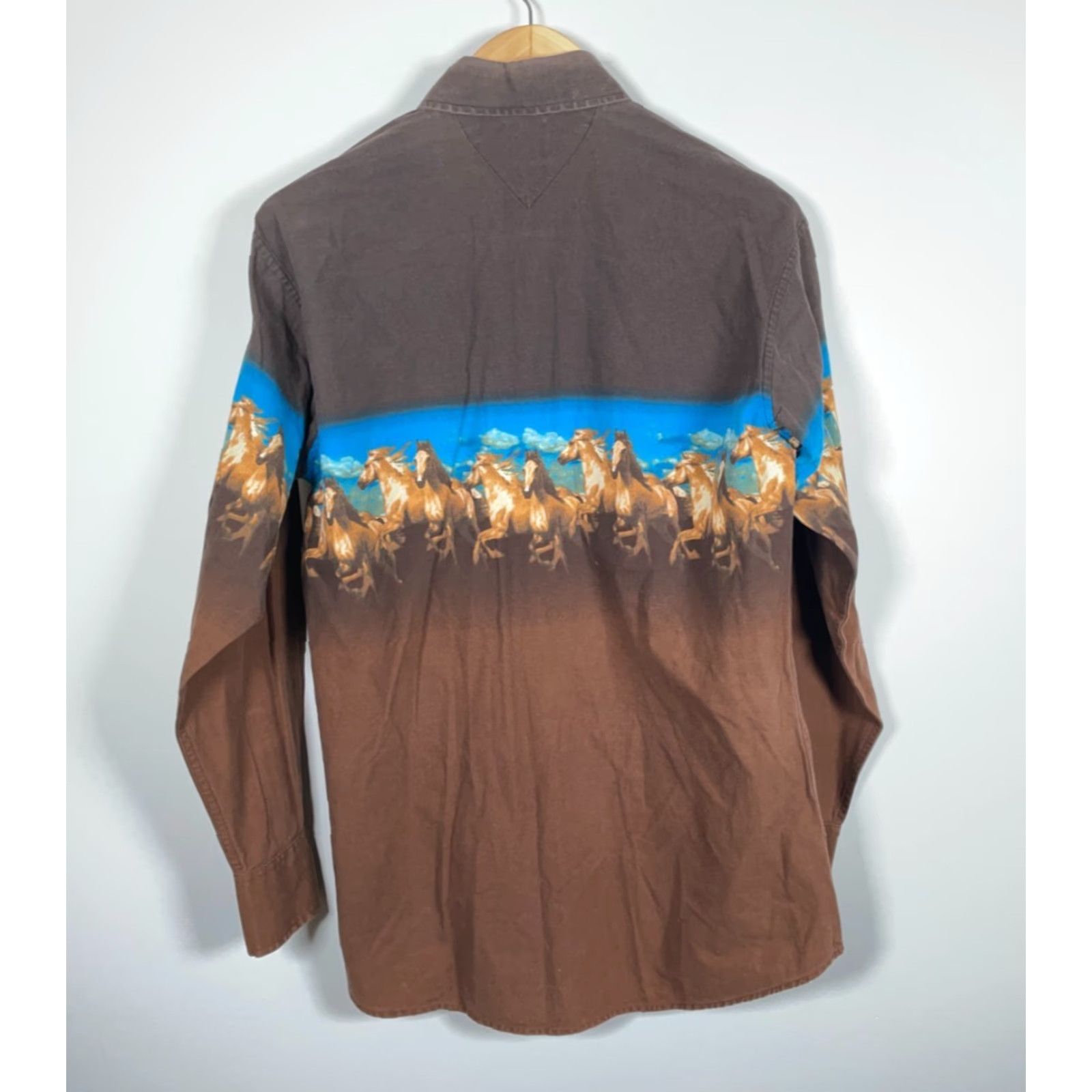 Vintage VINTAGE Panhandle Slim Western Shirt Men's Large Brown Running Horse Motif Cowboy Rodeo Shirt Size US L / EU 52-54 / 3 - 2 Thumbnail