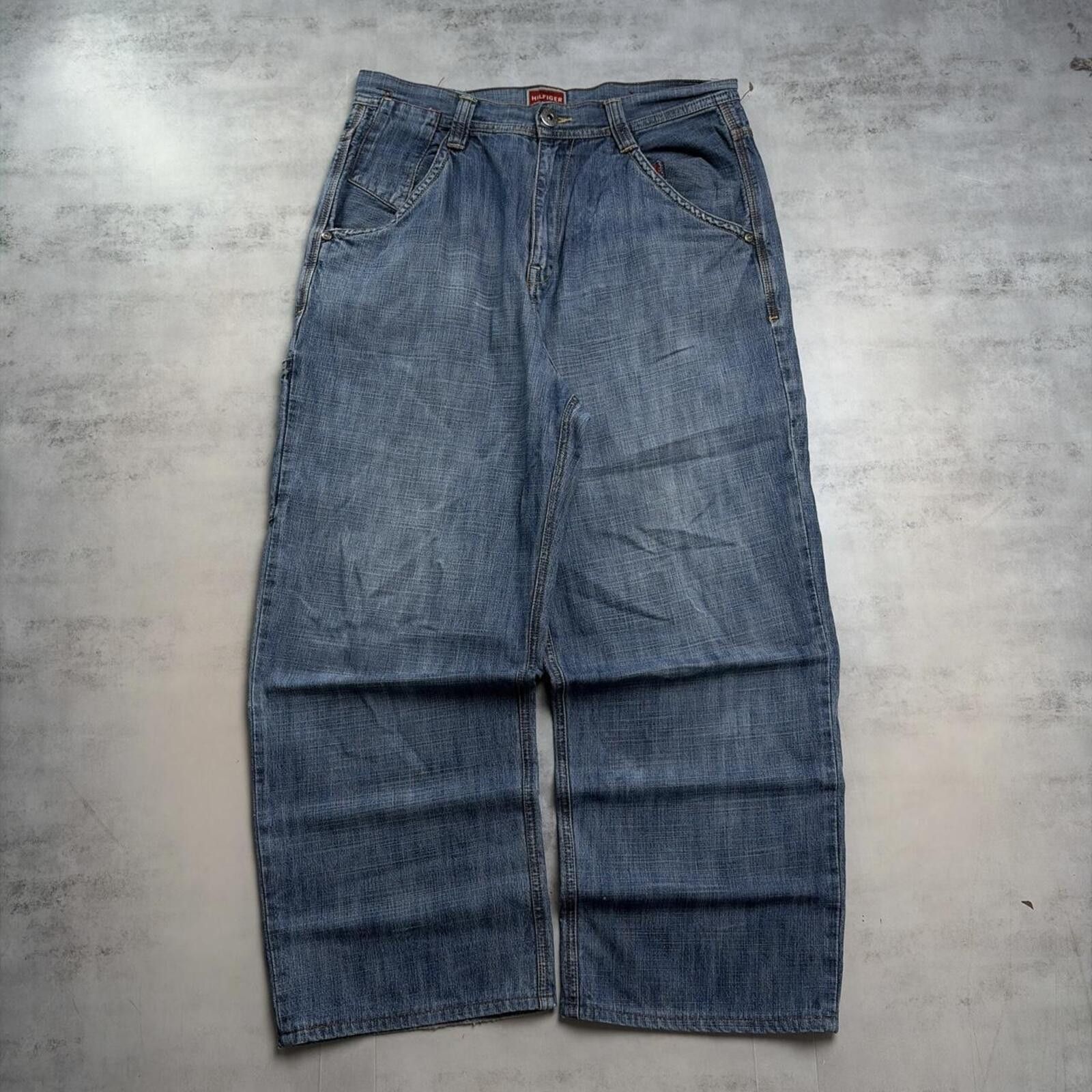 Tommy Hilfiger Y2K Tommy Hilfiger Grunge Baggy Carpenter Skater Denim Jeans Size US 33 - 2 Thumbnail