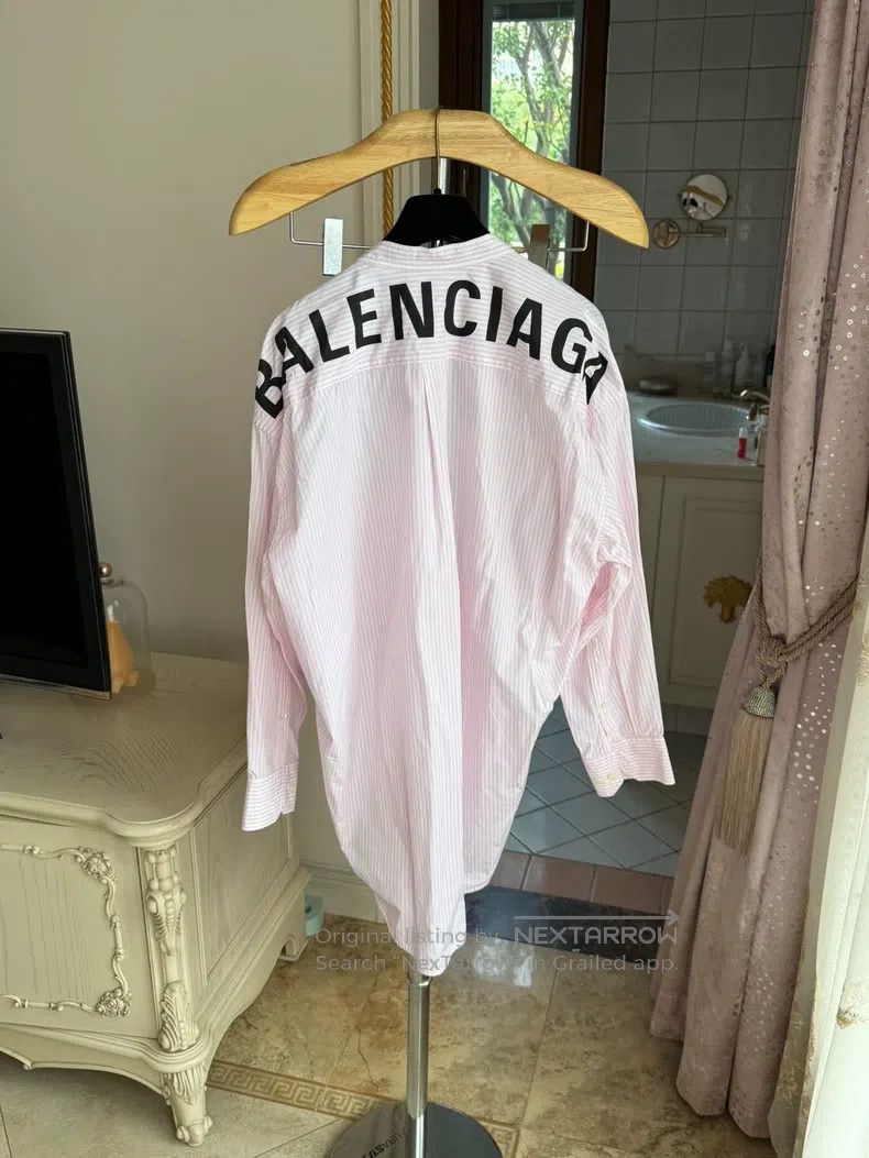 Balenciaga Balenciaga Pink back logo striped shirt Size 4XL / US 24-26 - 2 Thumbnail