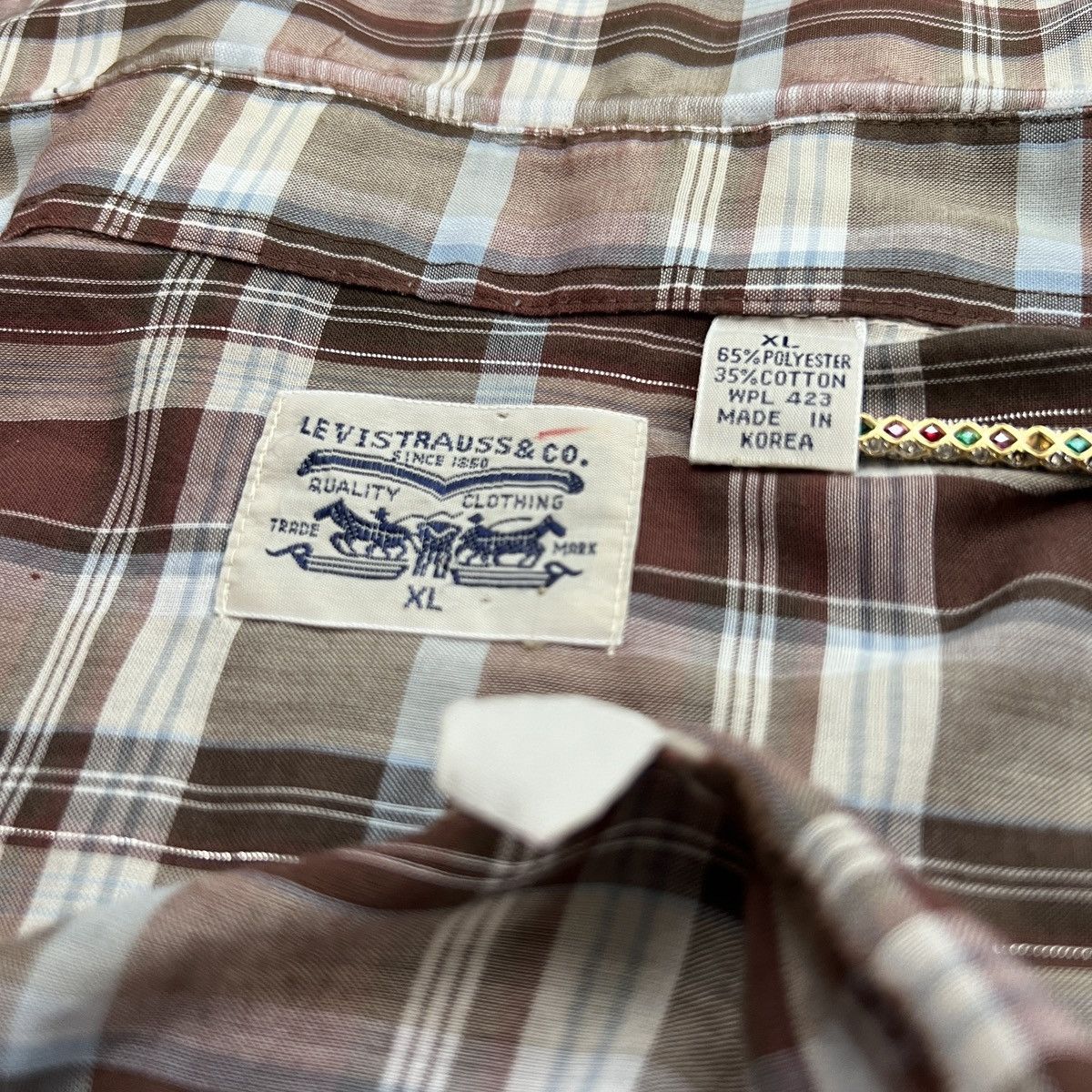 Levi's Vintage 70s White Tag Levi’s Plaid Western Button Up Shirt Size US XL / EU 56 / 4 - 11 Thumbnail