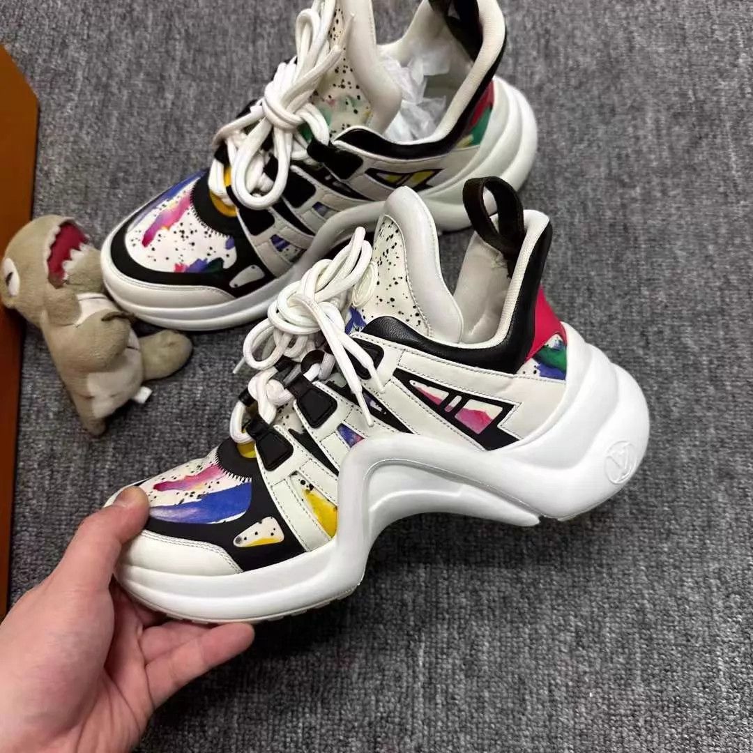 Louis Vuitton Women's LV Splatter Dad Sneaker 99 New with Box 37.5 Size US 7 / IT 37 - 2 Thumbnail