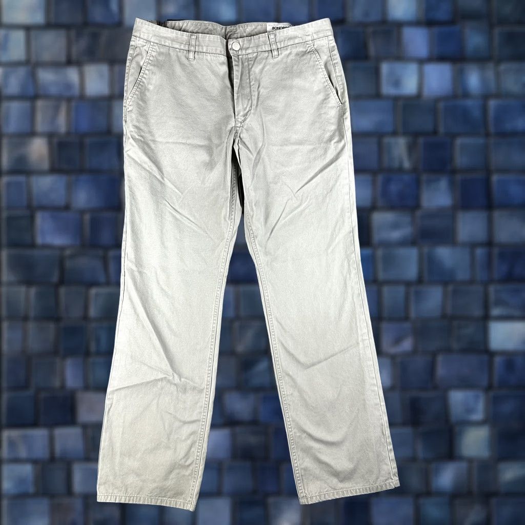 Bonobos Bonobos Pants Mens 35 Straight Fit Washed Chino Gray Cotton Stretch Flat Front Size US 35 - 1 Thumbnail