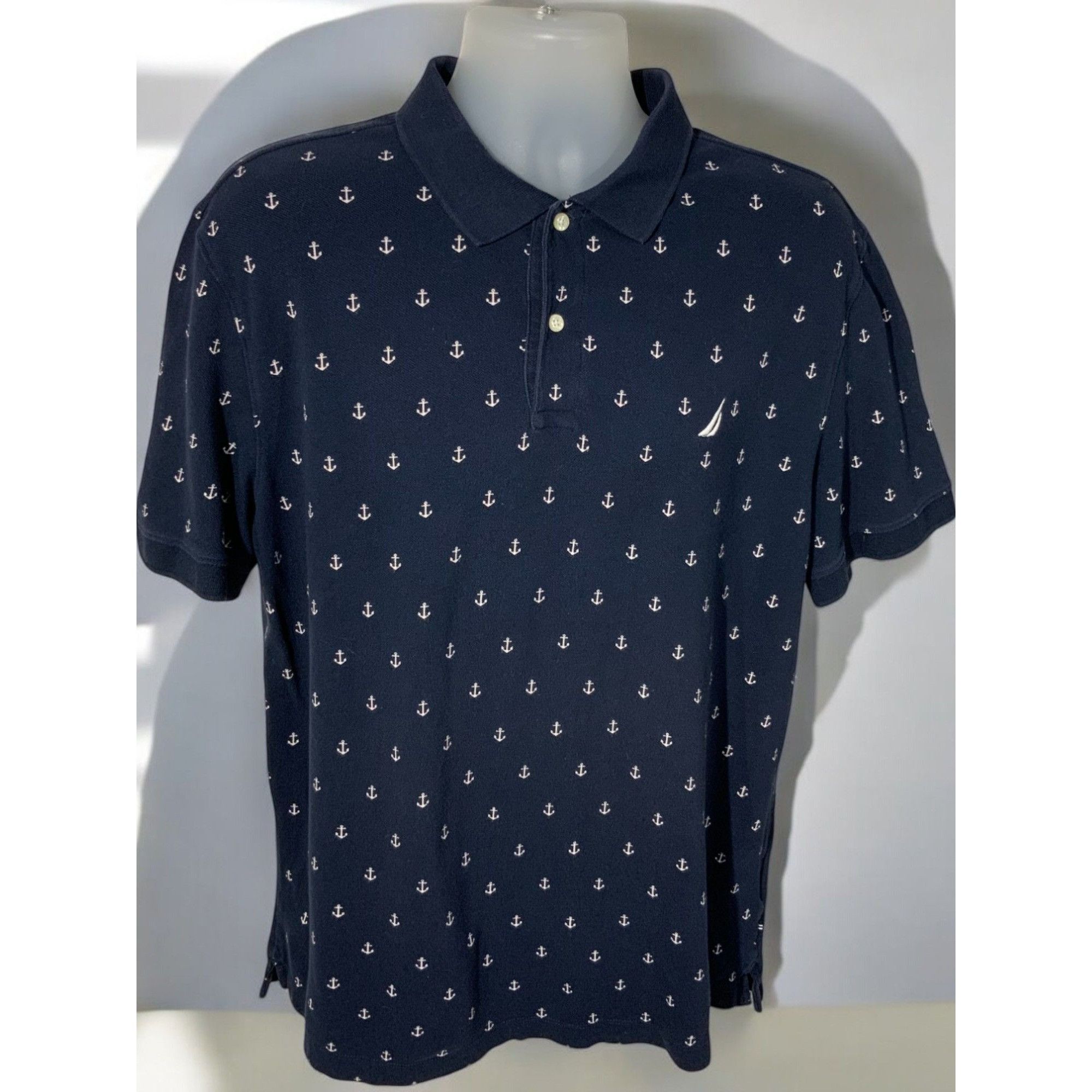 Nautica Nautica Classic Fit Navy Short Sleeve Polo Deck Shirt XL Size US XL / EU 56 / 4 - 2 Thumbnail