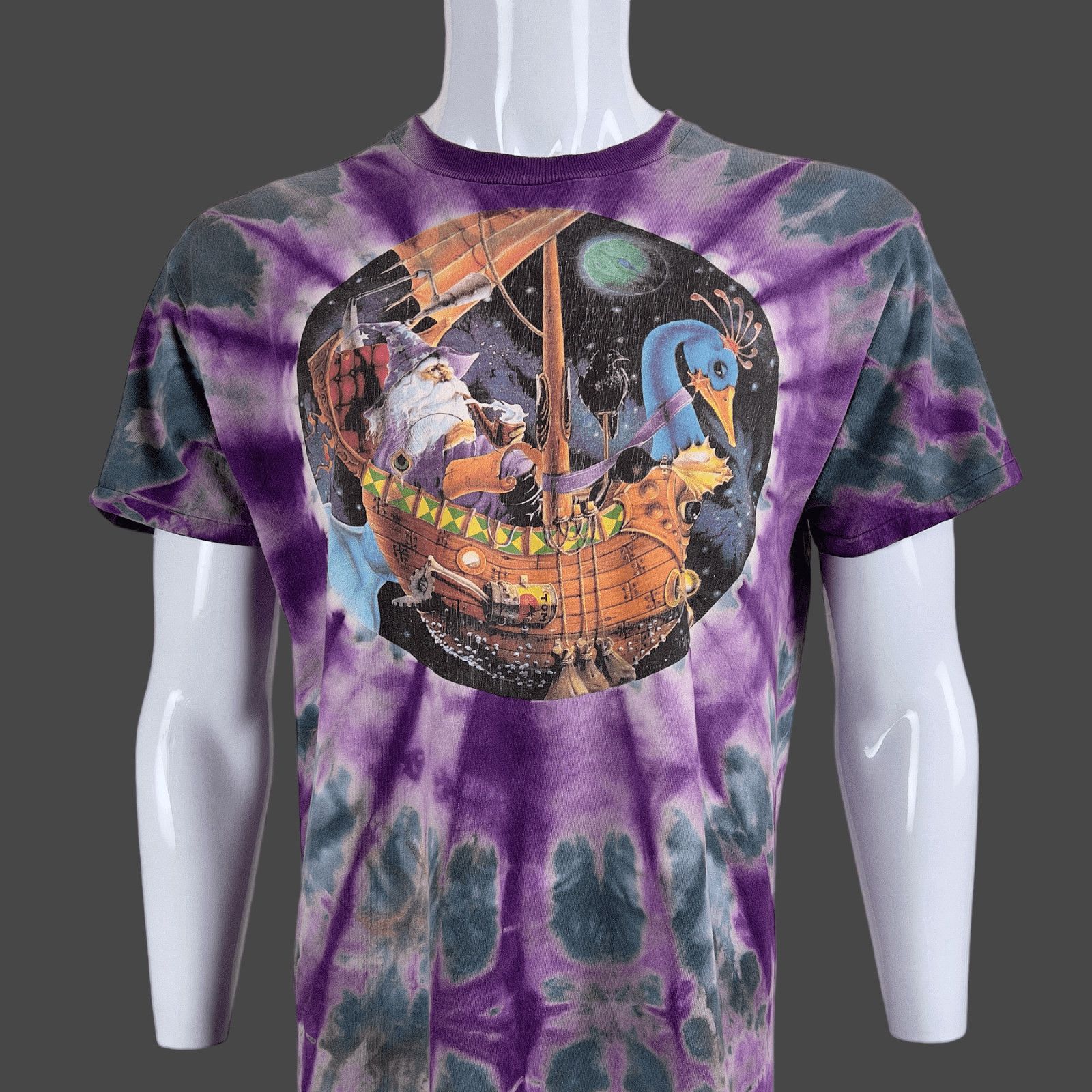 image of 90's Wizard Swan Boat Richard Biffle T-Shirt 21" X 29" Size M, Men's