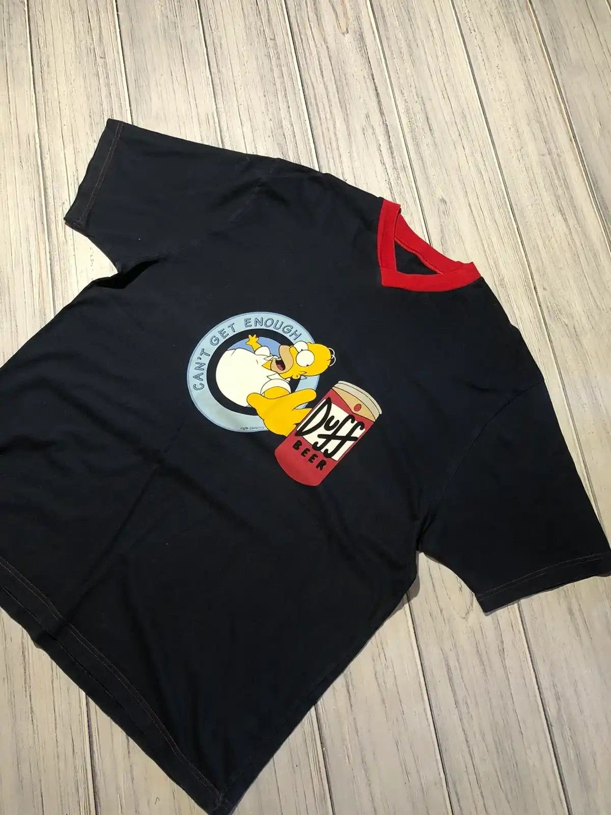 The Simpsons Vintage The Simpson T-Shirt Homer Simpson Beer Duffed V-Neck Size US XL / EU 56 / 4 - 1 Thumbnail