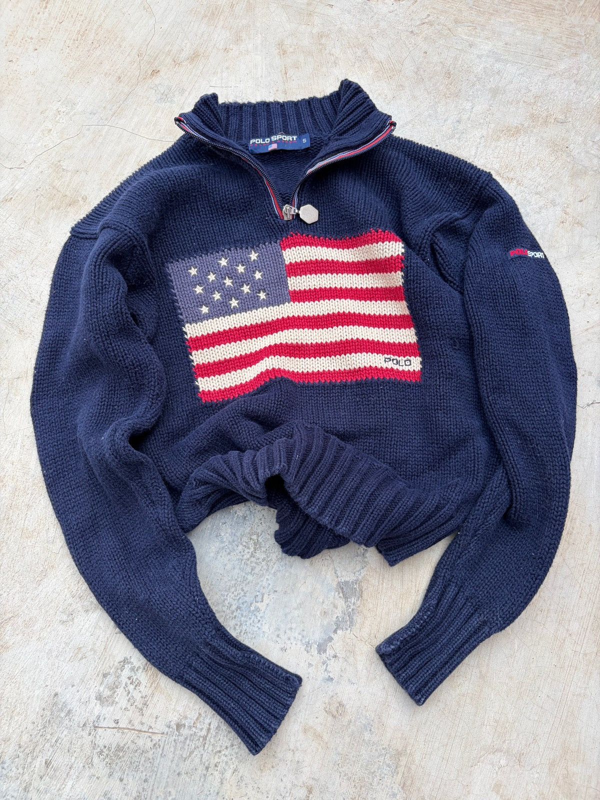 Polo Ralph Lauren Vintage 90s Polo Sport Ralph Lauren Flag Quarter Zip Knit Size US S / EU 44-46 / 1 - 3 Thumbnail