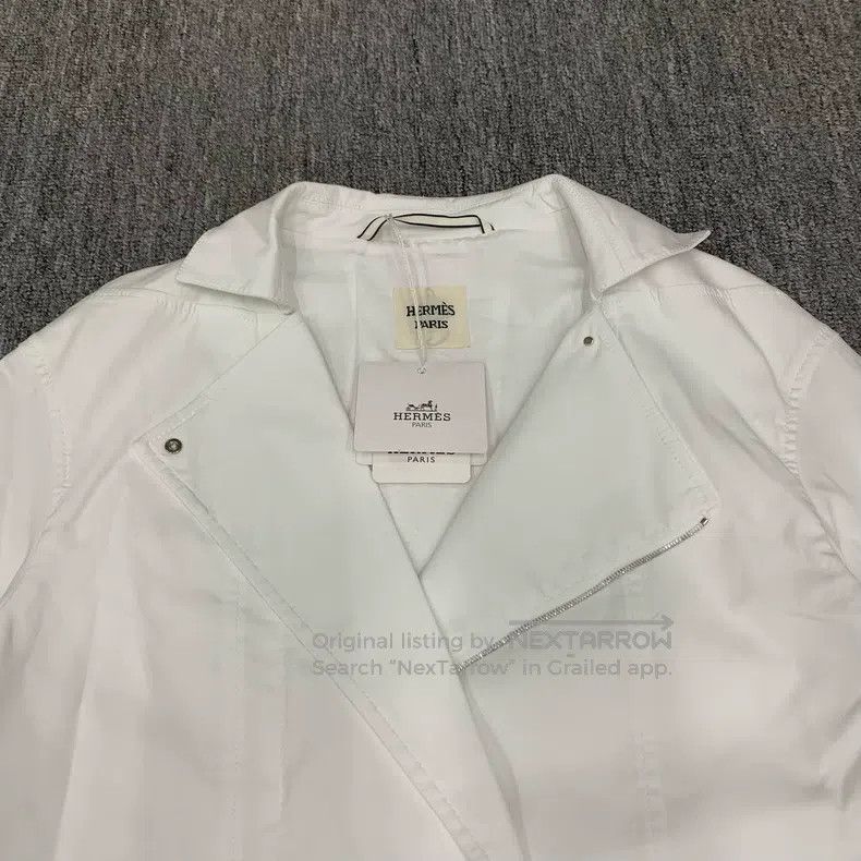 Hermes Hermes White Windbreaker Jacket Size XXS / US 00 / IT 34 - 8 Thumbnail