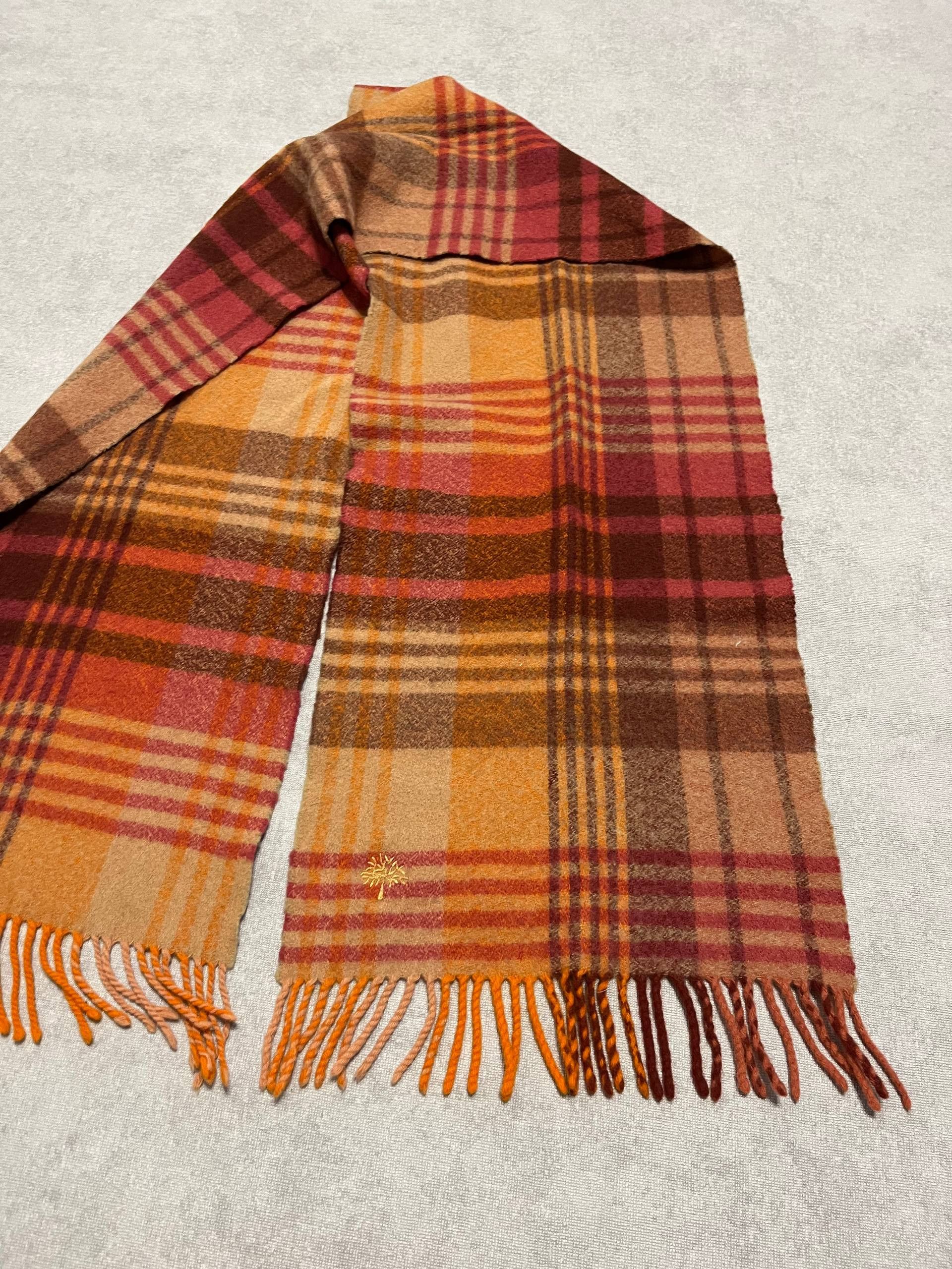 Mulberry Vintage Mulberry Orange Wool Scarf Check 164/32cm 64/12inch Size ONE SIZE - 6 Thumbnail
