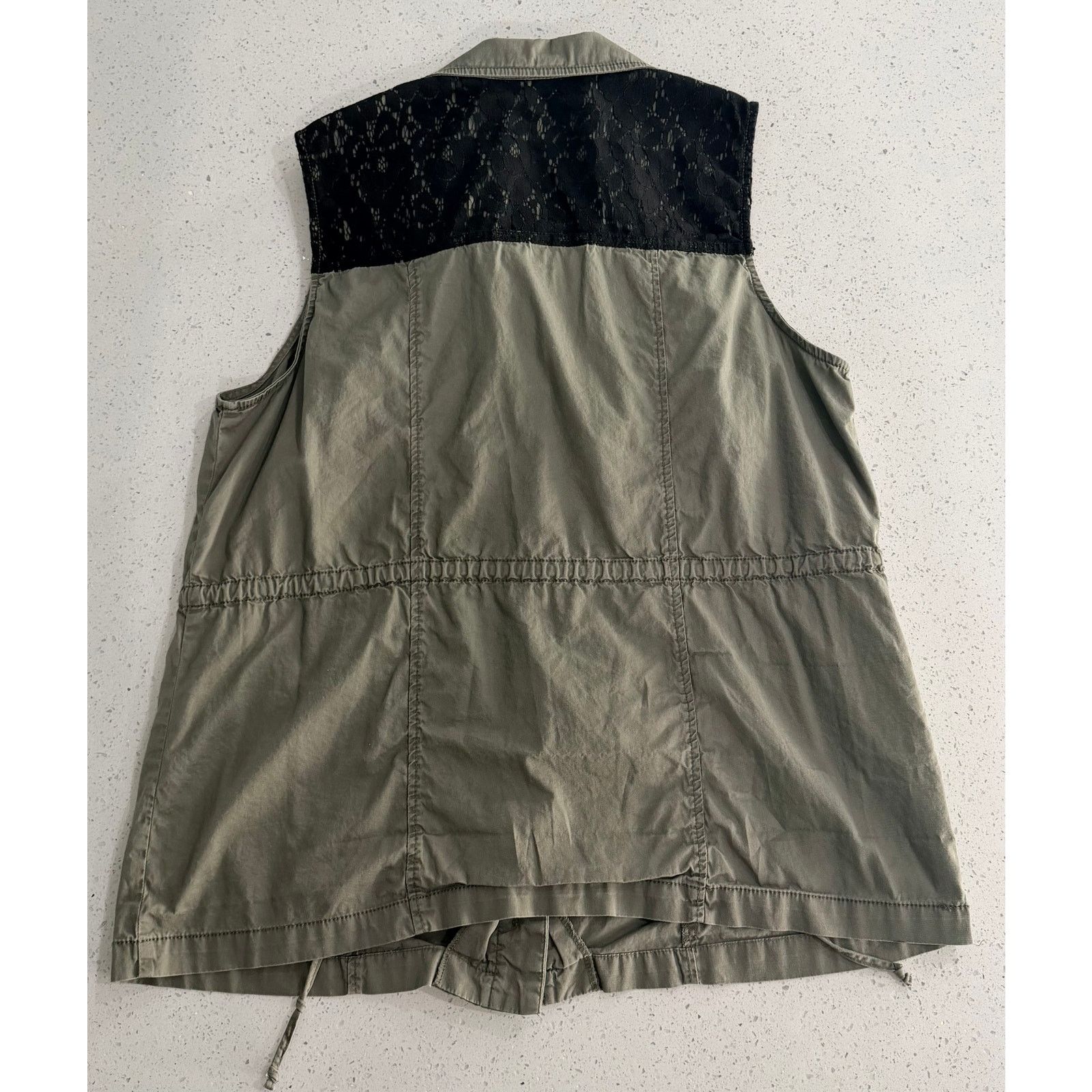 Other Maurices Green Canvas Button Up Black Lace Boho Vest 1/XL Size XL / US 12-14 / IT 48-50 - 5 Thumbnail