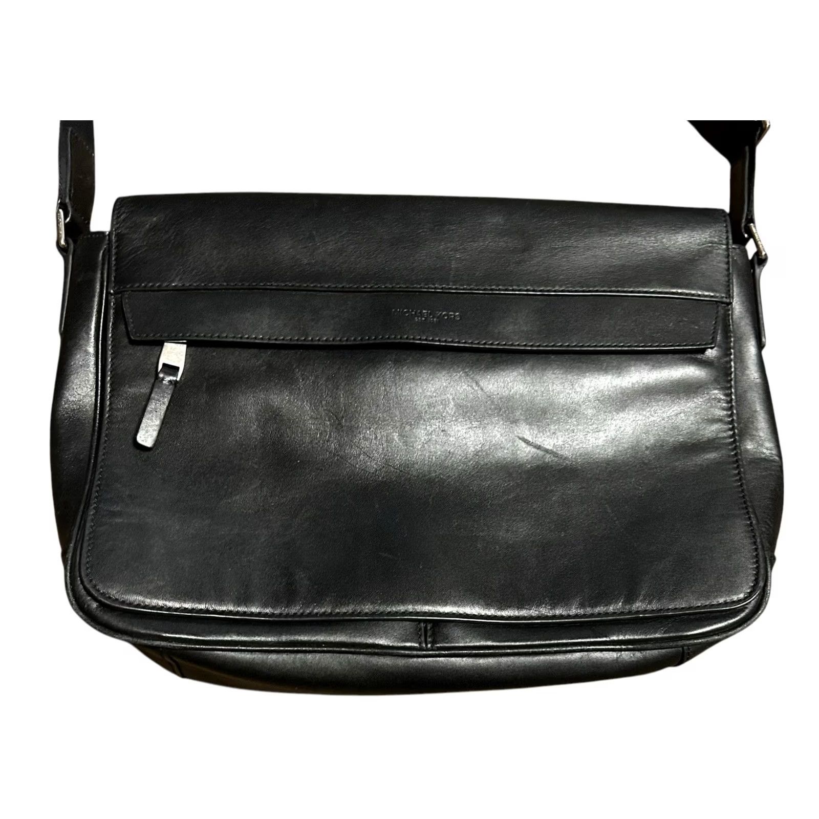 Vintage Michael Kors Crossbody Messenger Bag Black Leather Suitcase Mens Designer Crossbody Strap 20in Nylon Adjustable Zipper Pockets Lined RefineVintage No Size ONE SIZE - 2 Thumbnail