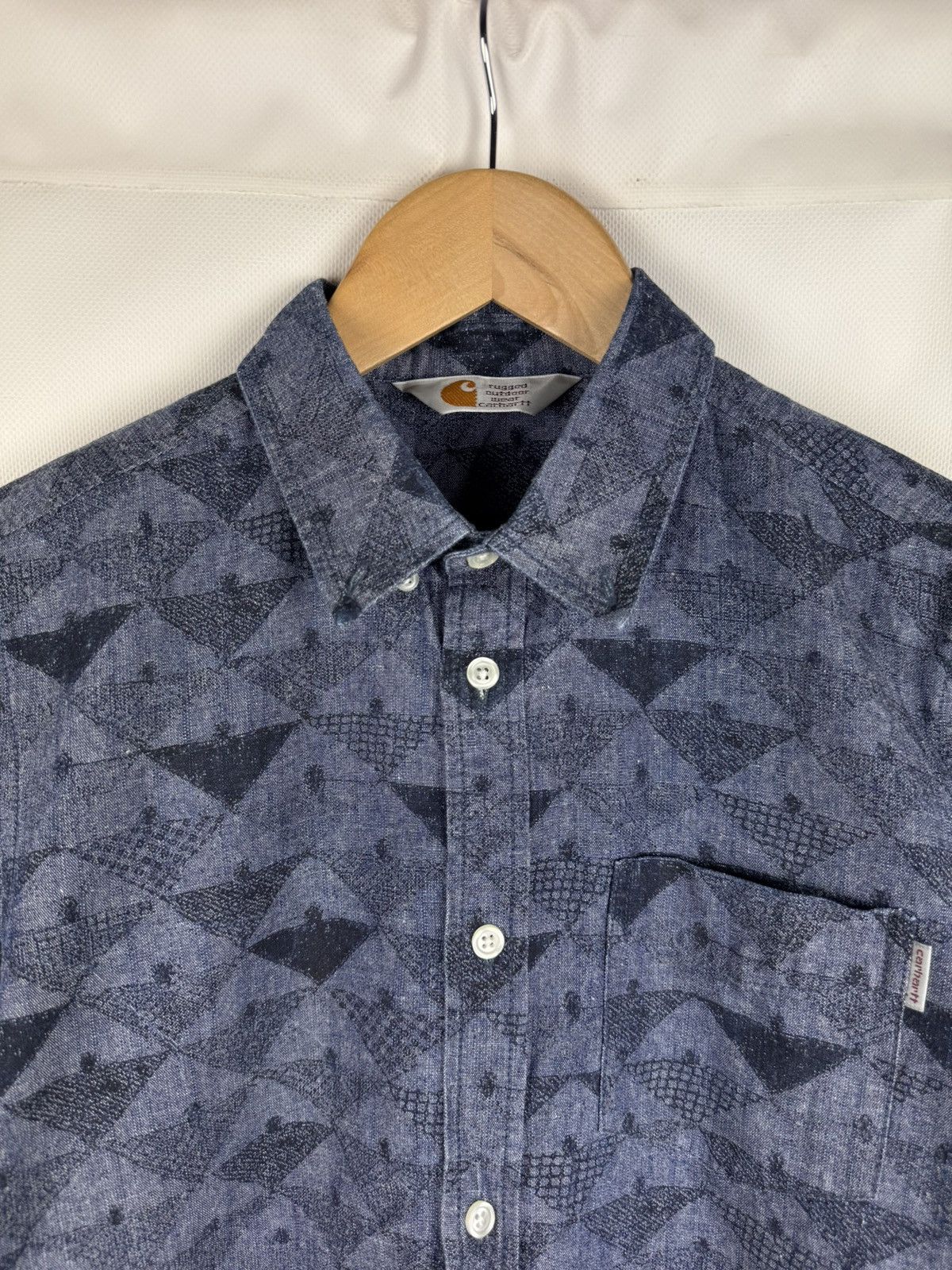 Carhartt Carhartt L/S Crandall Men’s Patterned Denim Button Up Shirt Size US M / EU 48-50 / 2 - 8 Thumbnail