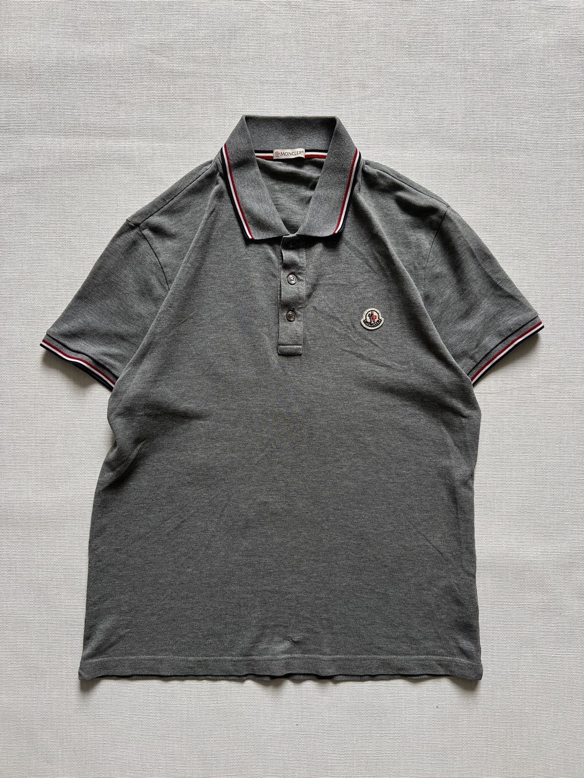 MONCLER outlet Men Polo Shirt Grey Maglia Polo Manica Corta Shirt Men Size Medium