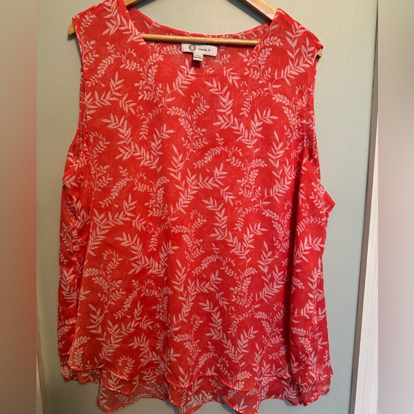 Other Cristina B Red and White Blouse with Elegant Design SZ XXL Size XXL / US 16-18 / IT 52-54 - 2 Thumbnail