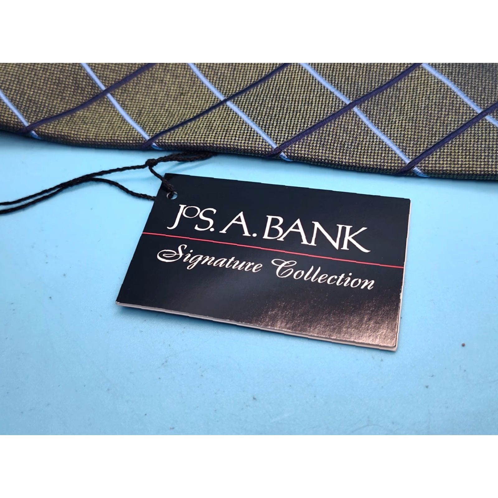 Jos. A. Bank VINTAGE Jos A. Bank SIGNATURE Men's Silk Green Checkered Tie 3 1/8" x 60" Business Casual Size ONE SIZE - 2 Thumbnail