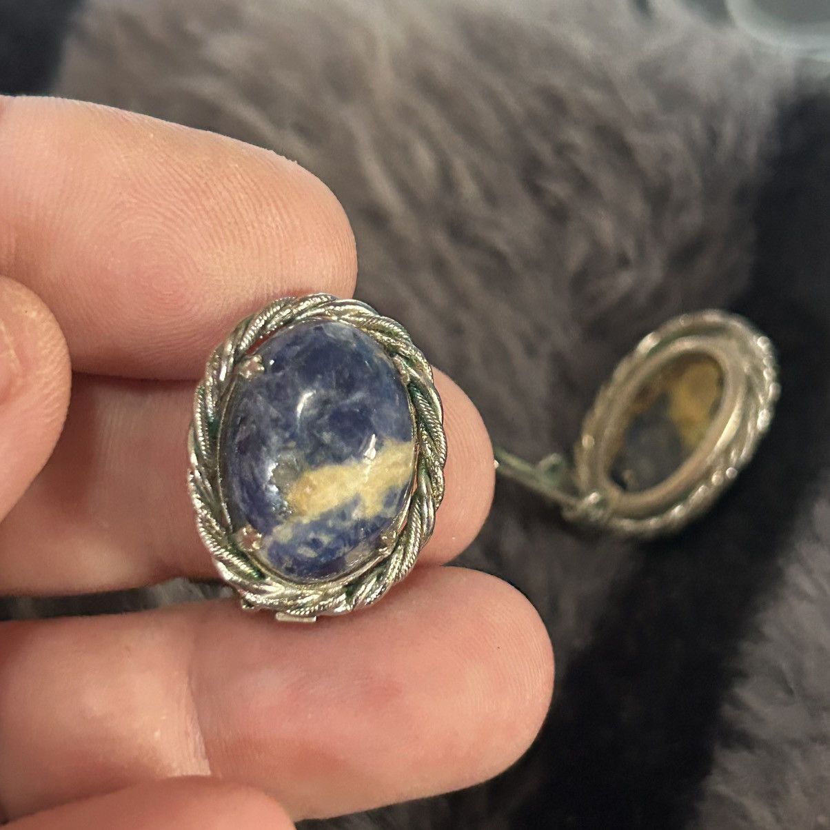 Vintage Vintage 70s sodalite cabochon rope edge clip on earrings Size ONE SIZE - 6 Thumbnail