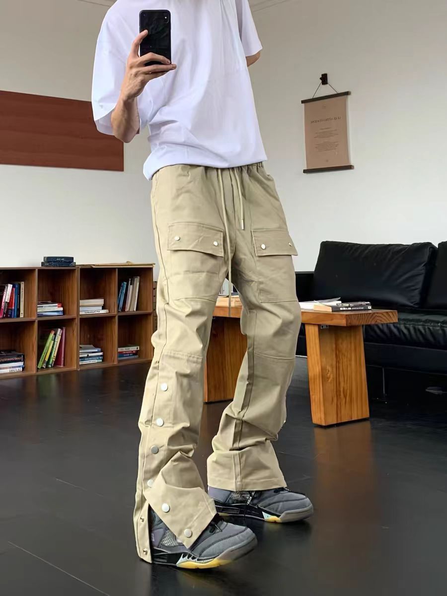 Japanese Brand × Vintage Buttoned khaki casual micro flare hip hop pants Size US 32 / EU 48 - 4 Thumbnail