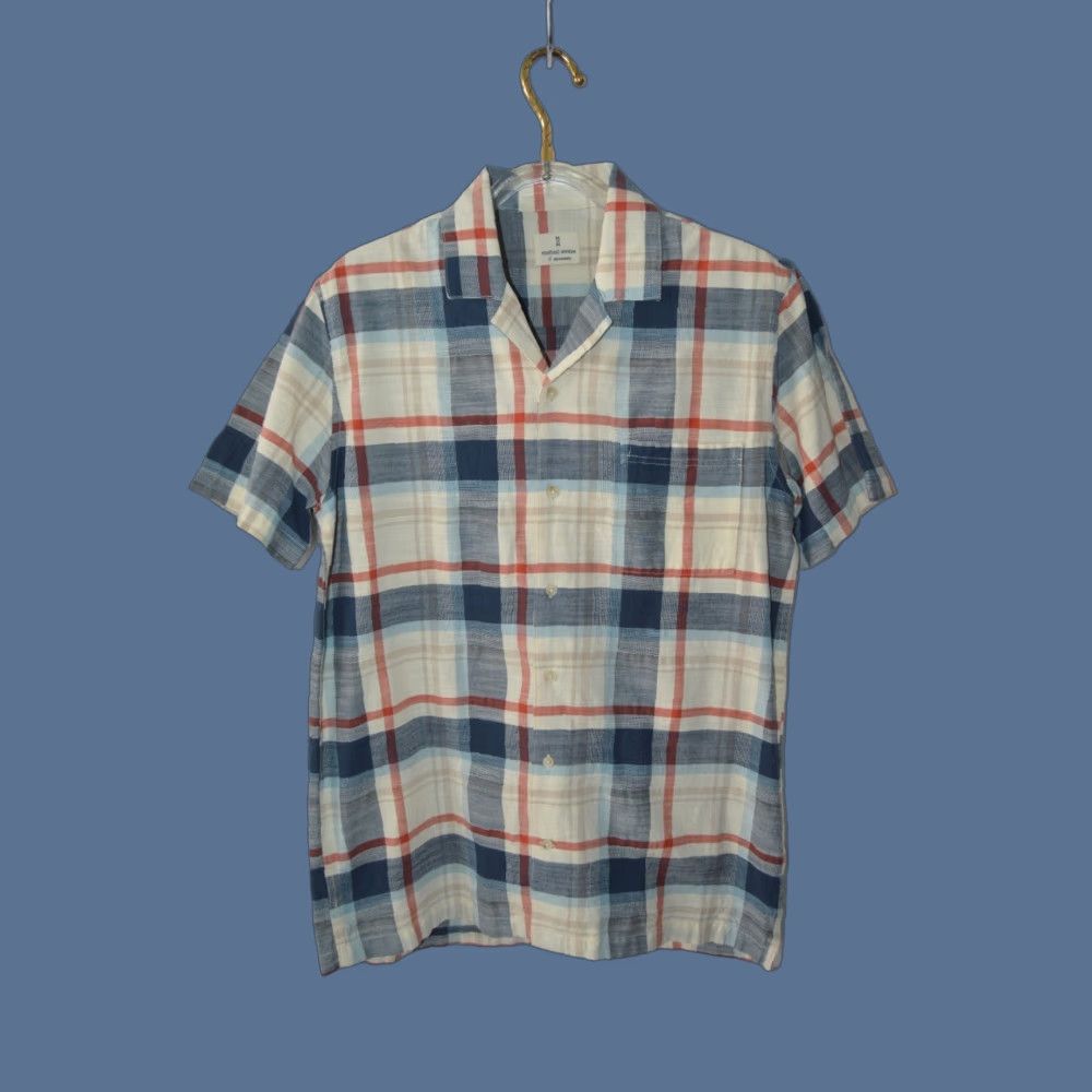 Vintage MUTUAL WEAVE Big & Tall MENS Short Sleeve Camp Shirt Large Tall Blue Plaid Button-Up Notch Collar Casual, Business, Travel Mens Size US L / EU 52-54 / 3 - 1 Thumbnail