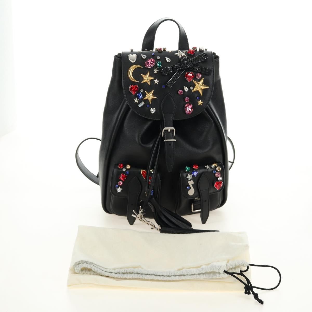 Saint Laurent Paris SAINT LAURENT Backpack Leather Black Silver Auth 185905SM - Size ONE SIZE - 12 Thumbnail