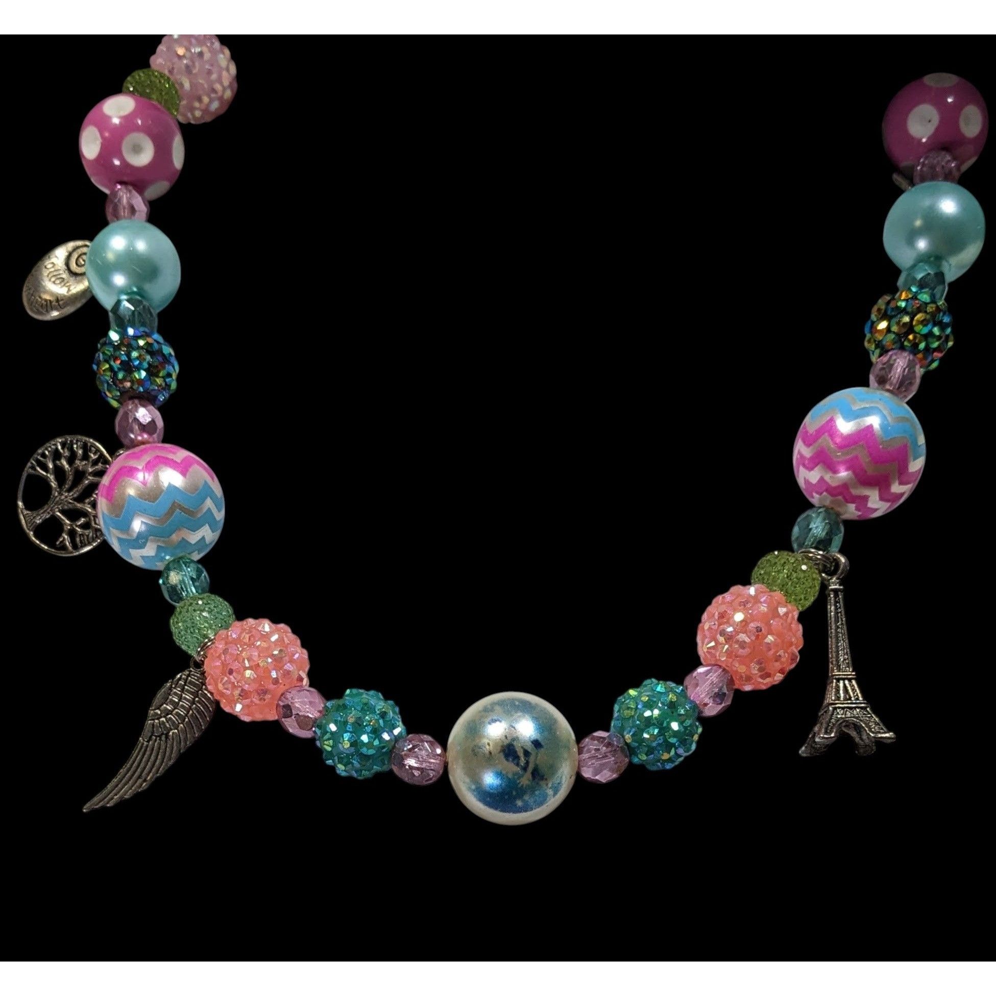 Handmade Candycore Bubblegum Rainbow Necklace With Charms Size ONE SIZE - 2 Thumbnail