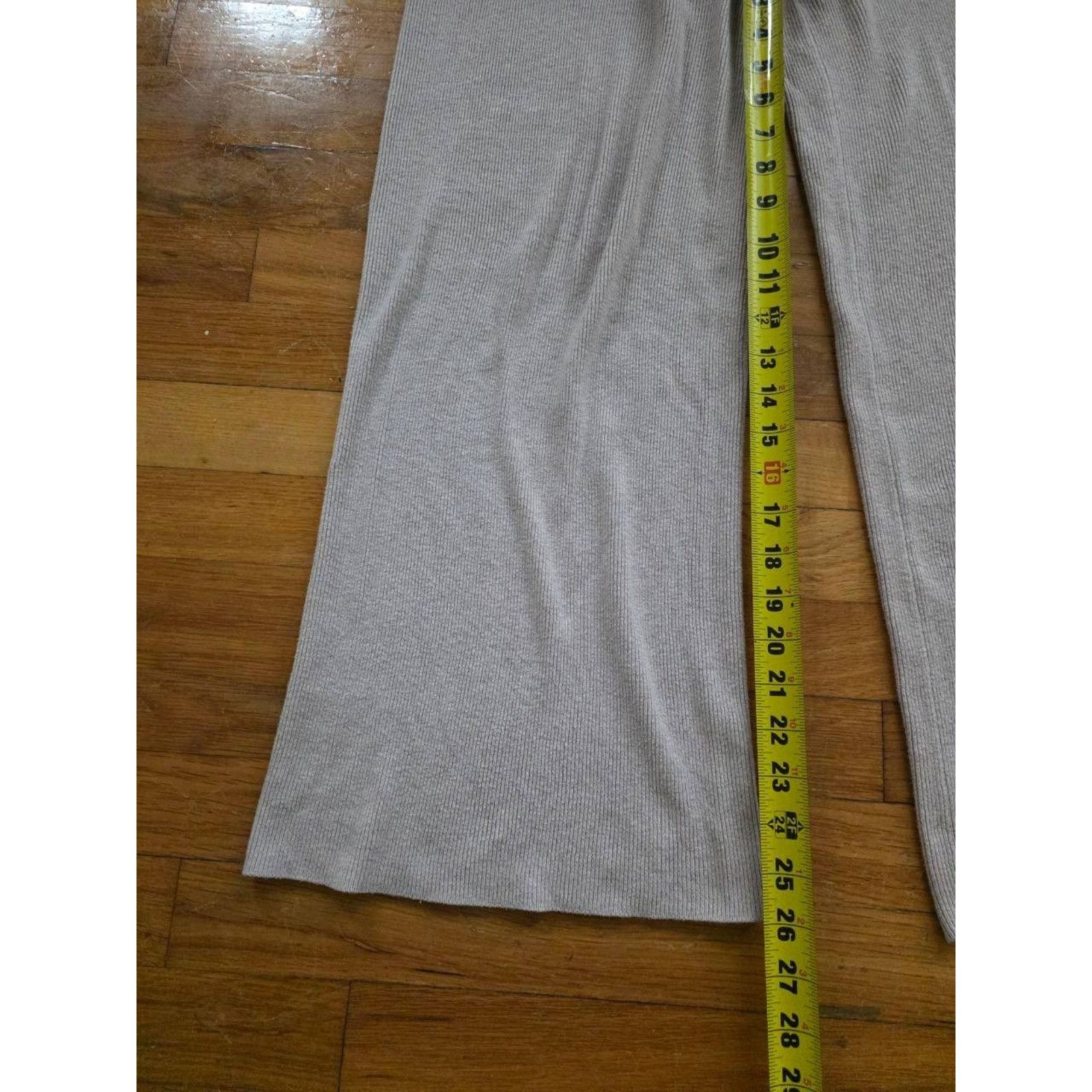 Mango MNG Wide Leg Ribbed knitted Y2K Pants Beige Small A001563 Size 32" / US 10 / IT 46 - 2 Thumbnail