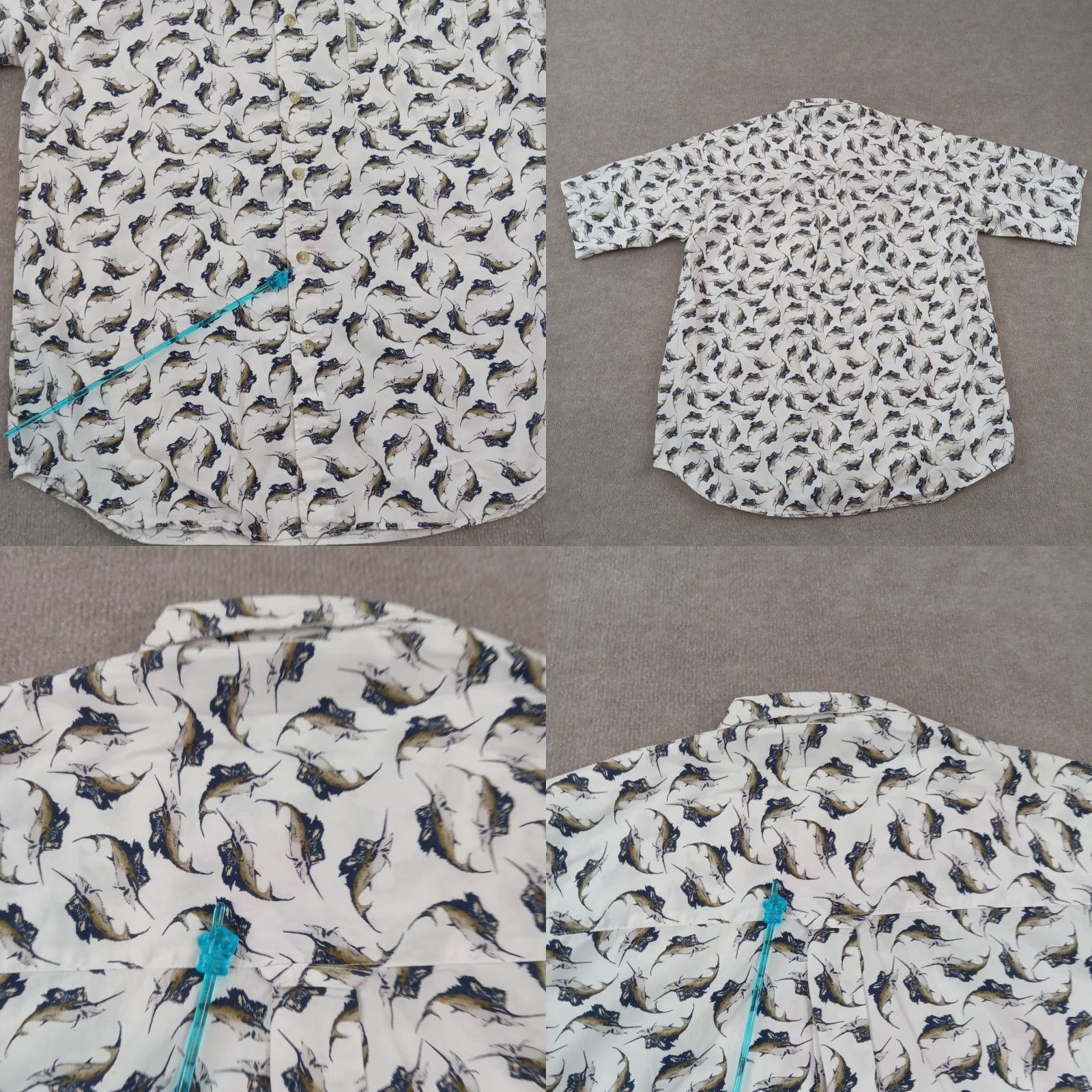 Vintage Columbia Button-Up Shirt Mens Medium White Short Sleeve Casual Fish Theme Size US M / EU 48-50 / 2 - 8 Thumbnail