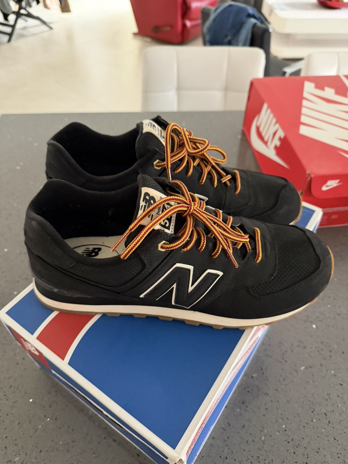 New Balance New Balance 574 Black Wheat 12US Size US 12 / EU 45 - 4 Thumbnail