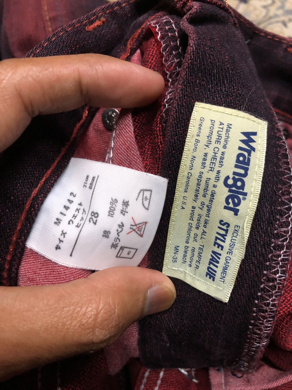 Vintage FLARED WASHED MAROON VINTAGE WRANGLER Size US 28 / EU 44 - 4 Thumbnail