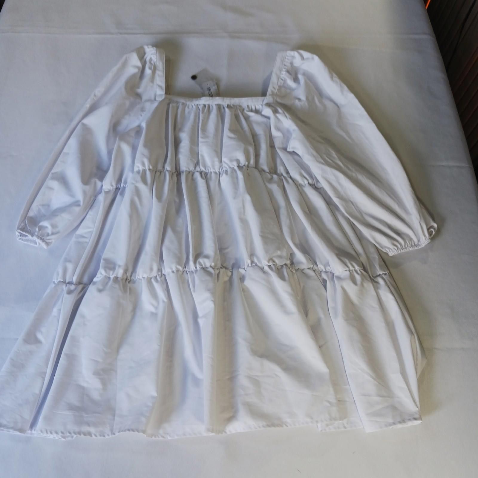 Other 18 Centimeters Women L White Button Front Square Neck Dress Size L / US 10 / IT 46 - 2 Thumbnail