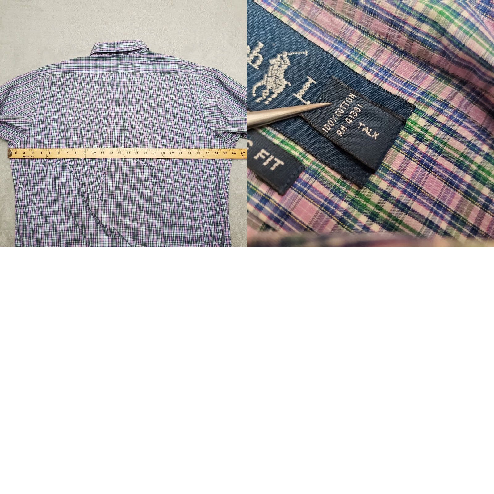 Ralph Lauren Ralph Lauren Shirt Men Large Lavender Green Plaid Button-Down Casual Pony Classic Fit Size US L / EU 52-54 / 3 - 8 Thumbnail