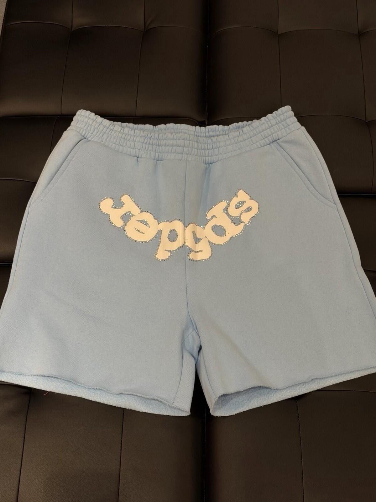 Sp5der Spider Worldwide Sp5der Sweat Shorts Blue VVS Size (XL) Size US 36 / EU 52 - 1 Thumbnail