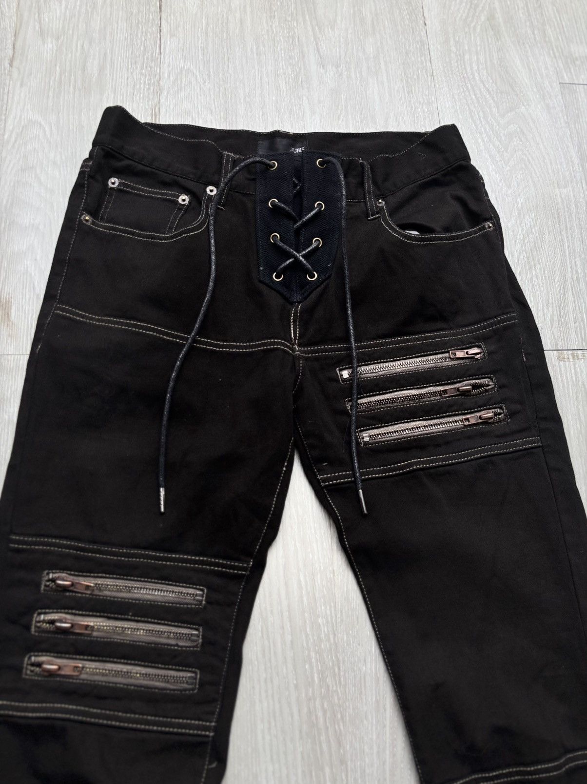 Japanese Brand Rubik lace up flare pants Size US 29 - 2 Thumbnail